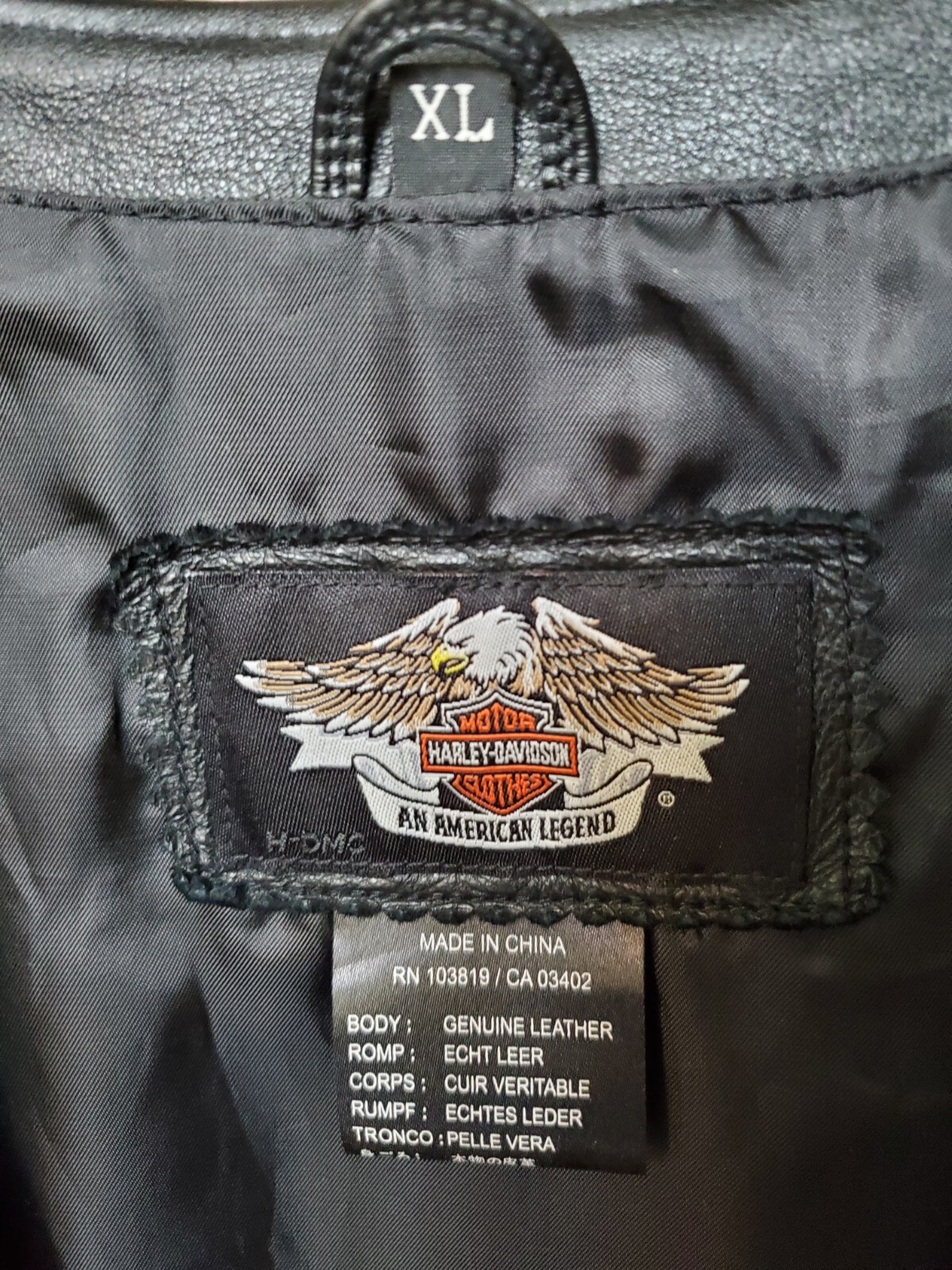 Harley-Davidson HDMC Men’s Black Embroidered Leather Vest Size XL 97197-10VM