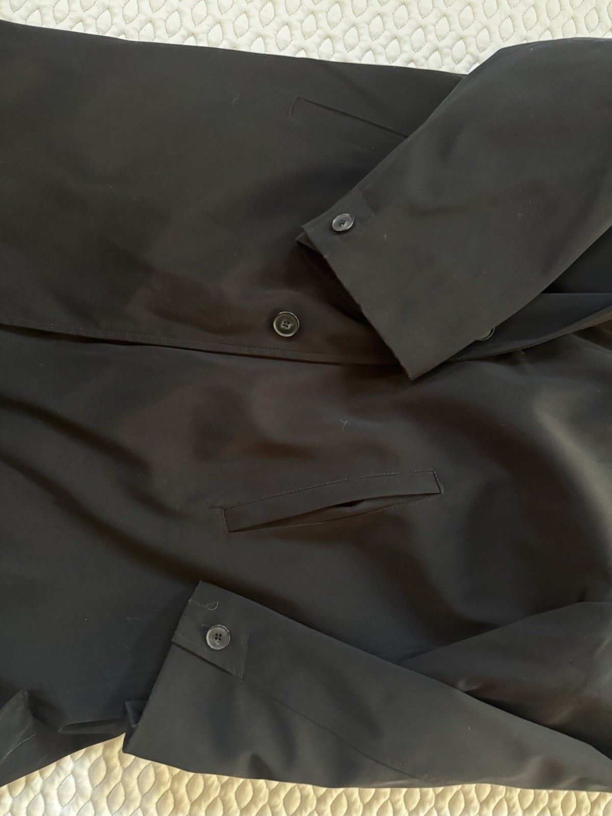 Ralph Lauren Men’s Black Mid-Length Overcoat Button Spread Collar 44R Liner