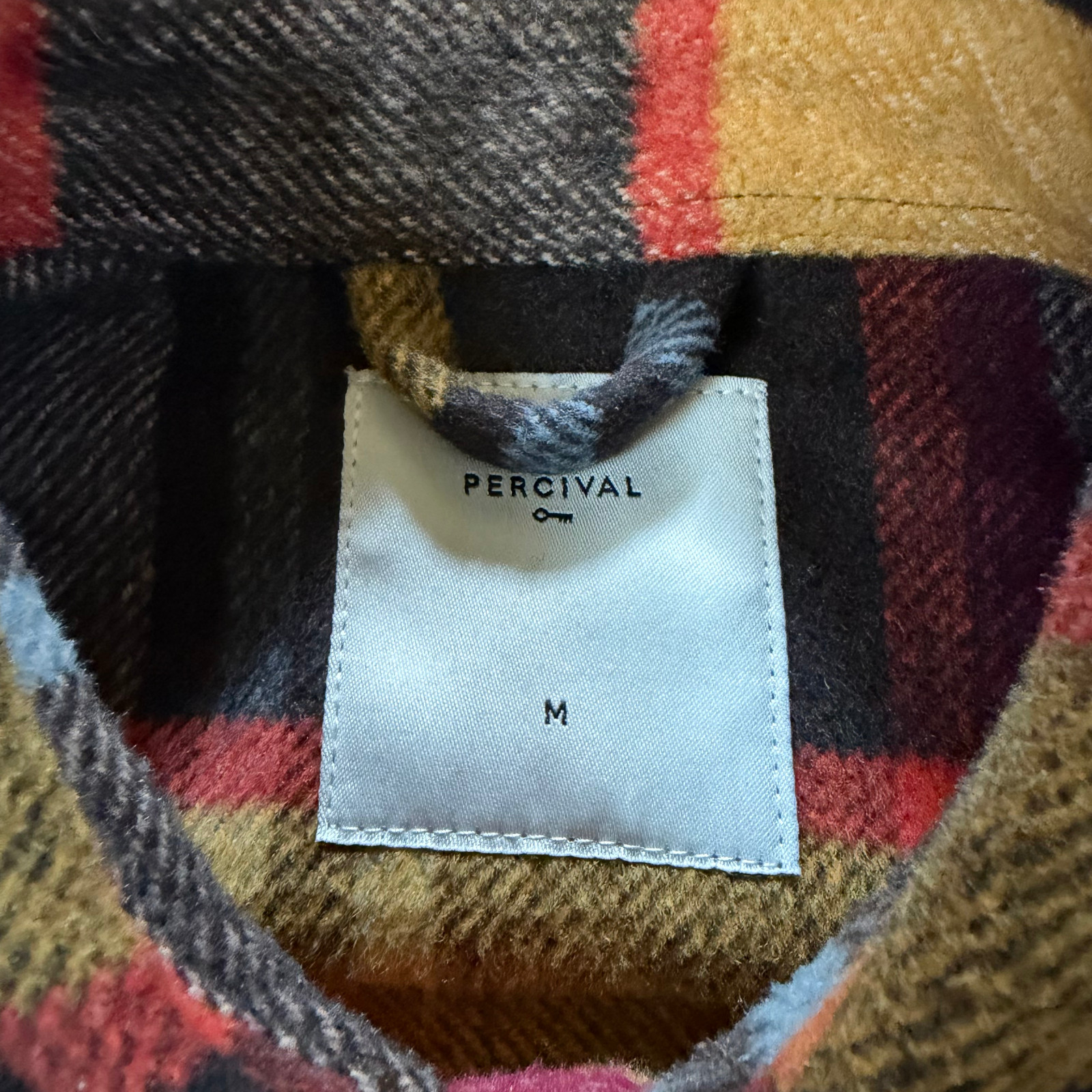 Percival Check Workshirt Work Shirt Yellow Wool Blend Medium