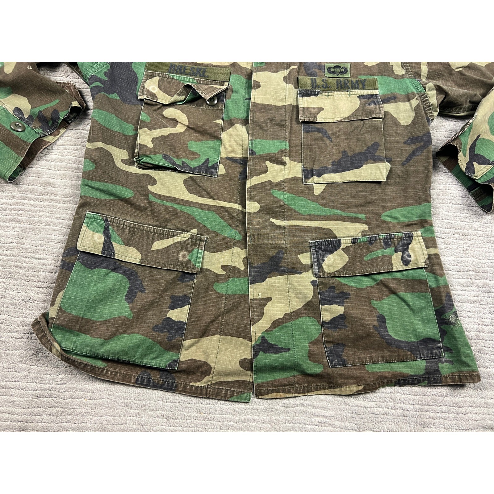 US Military Surplus Jacket Men Medium Regular Green Woodland Camo BDU Field Coat
