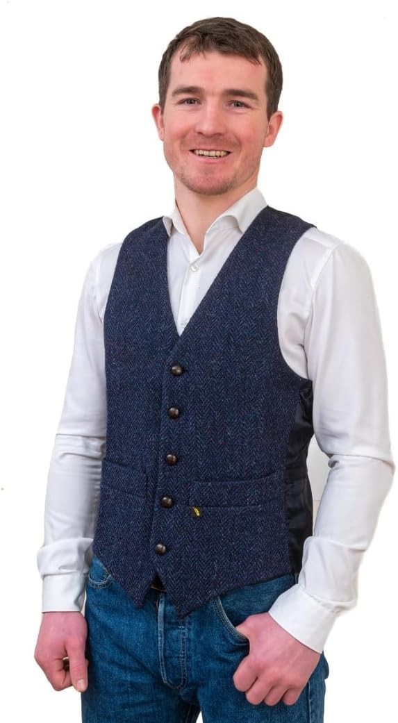 Hatman of Ireland 100% Donegal Tweed Waistcoat Mens Suit Vest