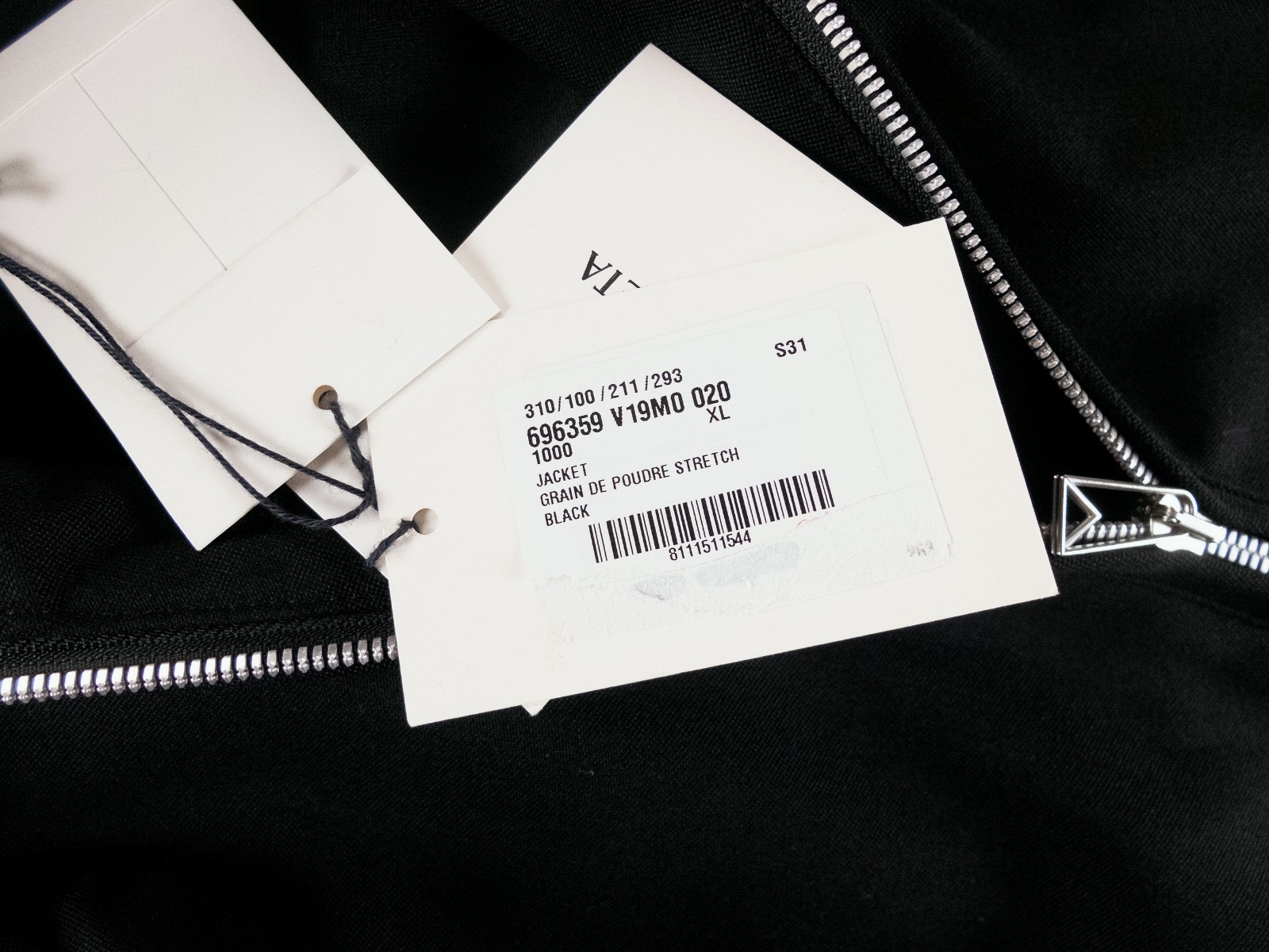 (NO CUSTOMS TAX) BOTTEGA VENETA black wool side stripe zip sweatshirt jacket M