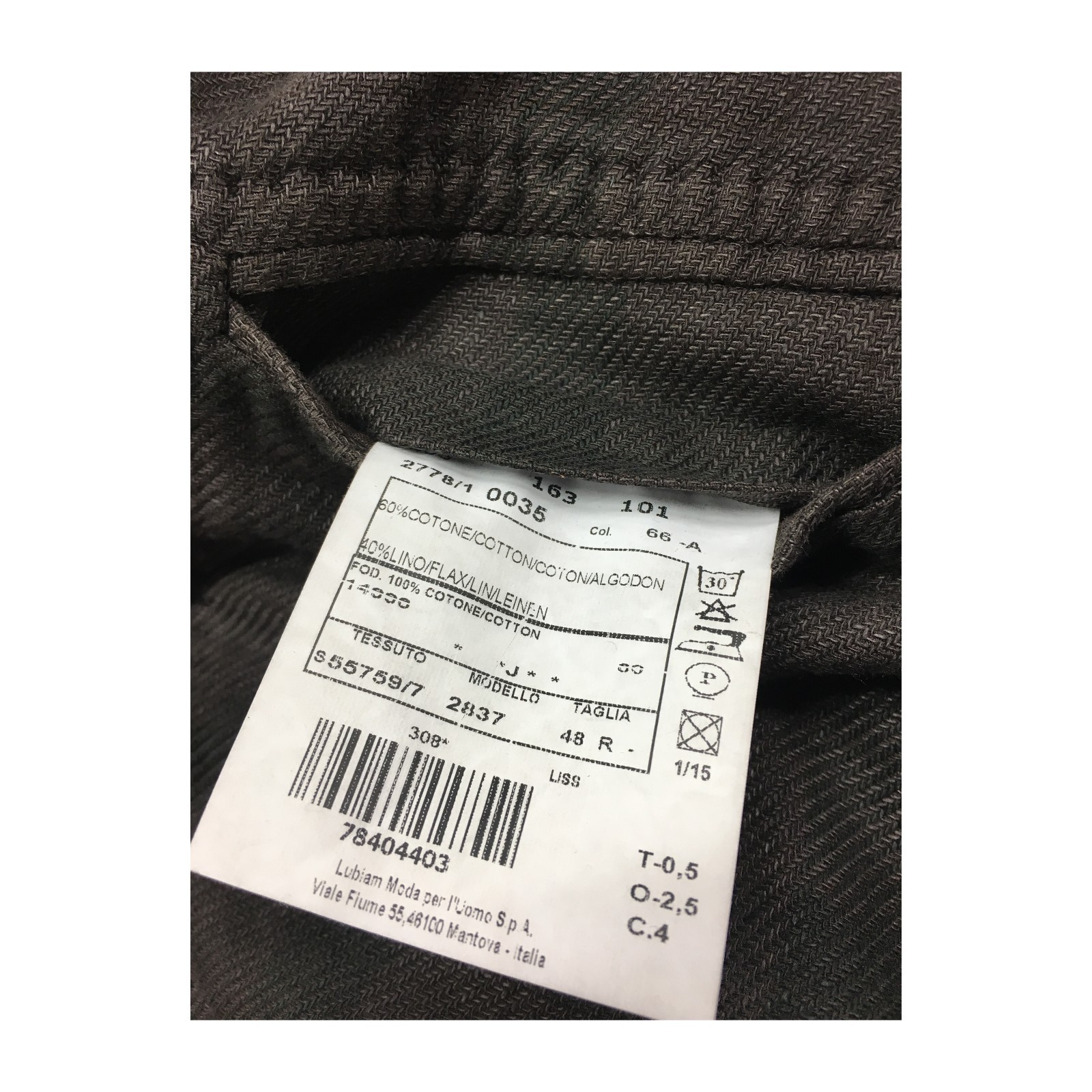 L.B.M. 1911 men’s unlined jacket brown/green 60% cotton 40% linen mod 2837