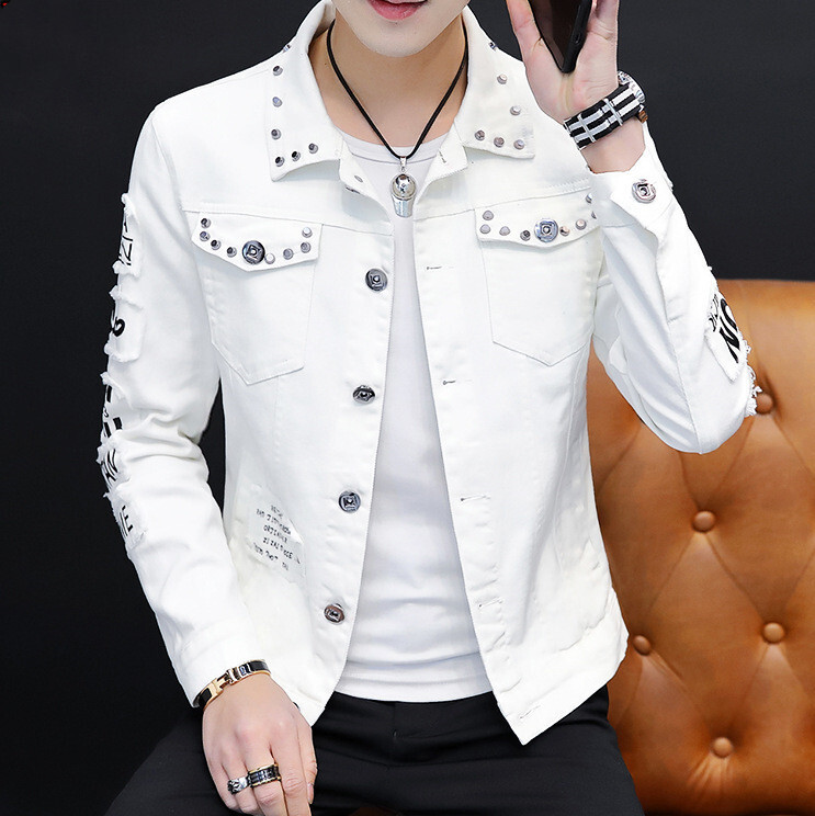 Spring And Autumn Jeans Coat Men’s Korean-style Fashion Students Handsome Jacket