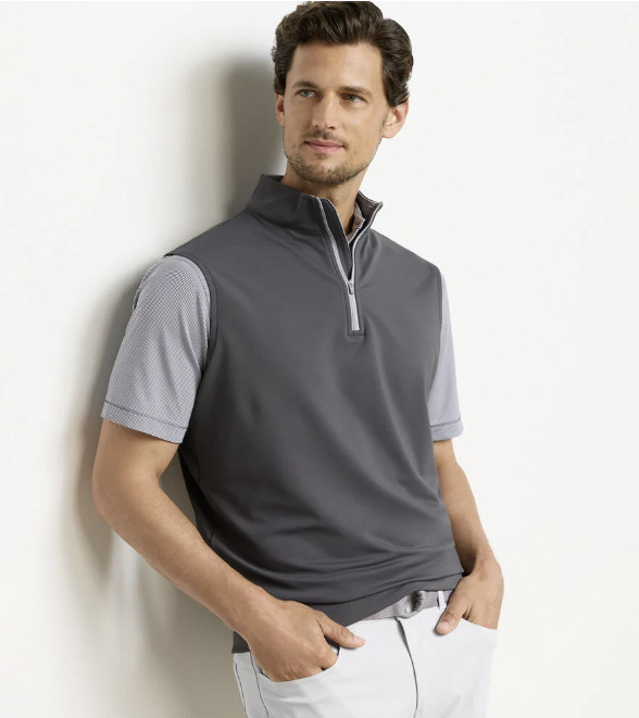 Peter Millar Men’s Solid Zip Vest Stand-Up Collar Sleeveless Short