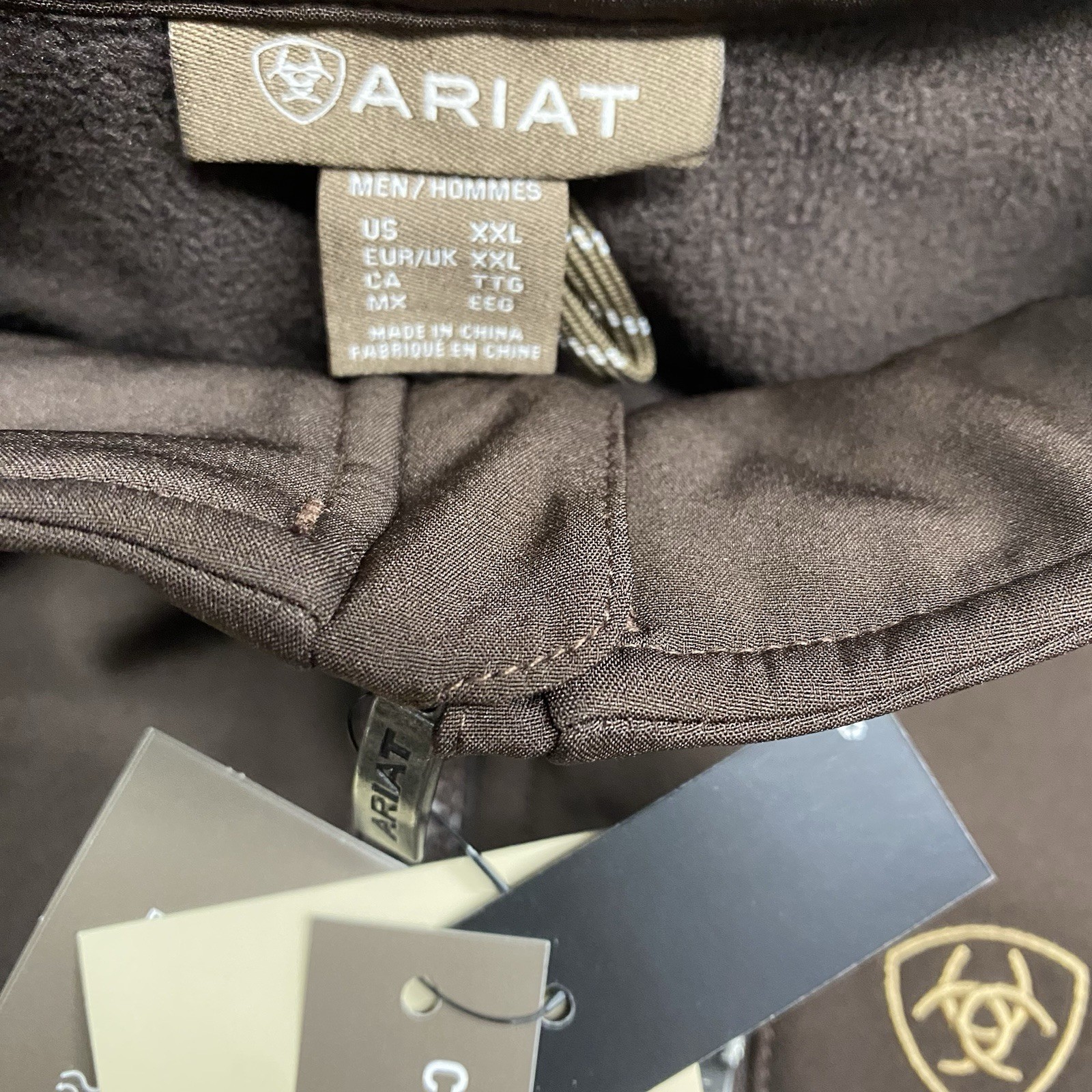 Ariat Logo Softshell Jacket Mens XXL Brown Full Zip Conceal Carry Wind Resist