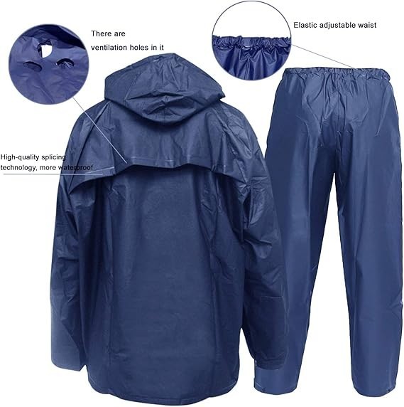 Rain Suit for Work, Ultra-Lite Waterproof Protective Rain Coats Rain Gear Wor…