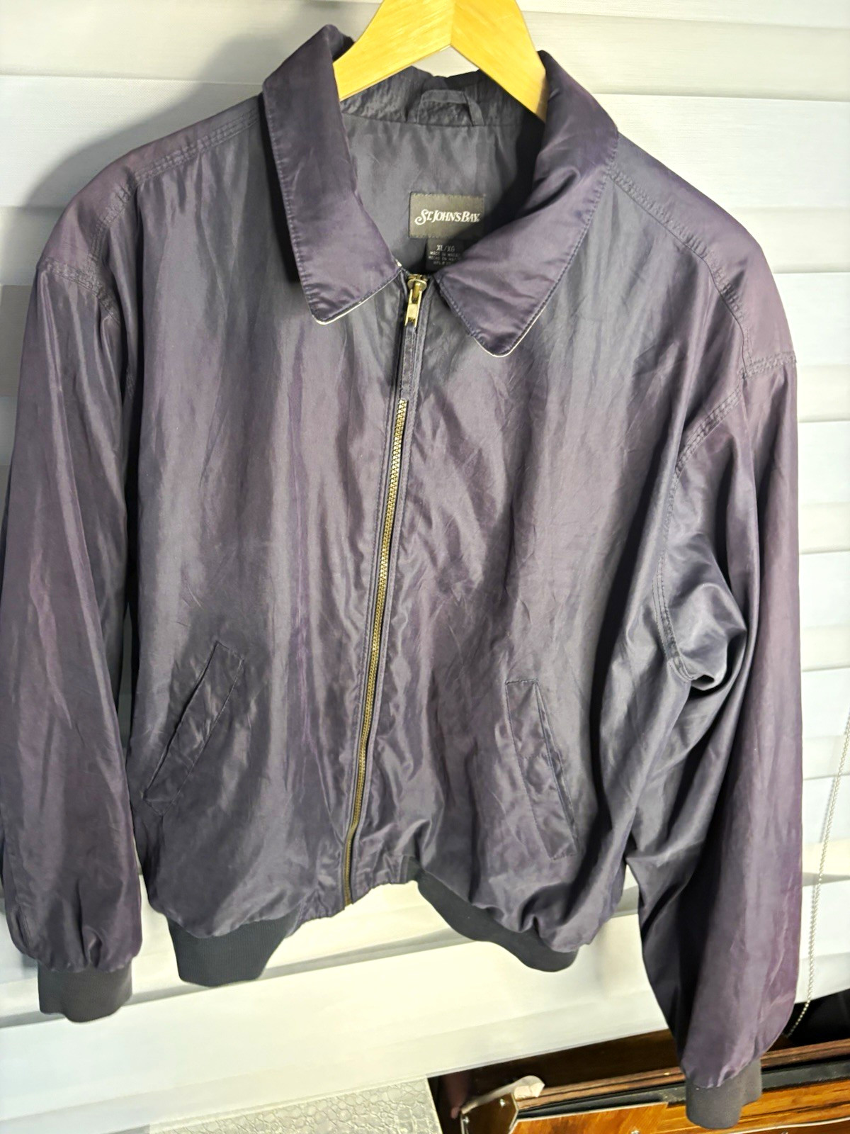 St. John’s Bay Men’s Gray Bomber Jacket Full Zip Pockets Solid Short XL