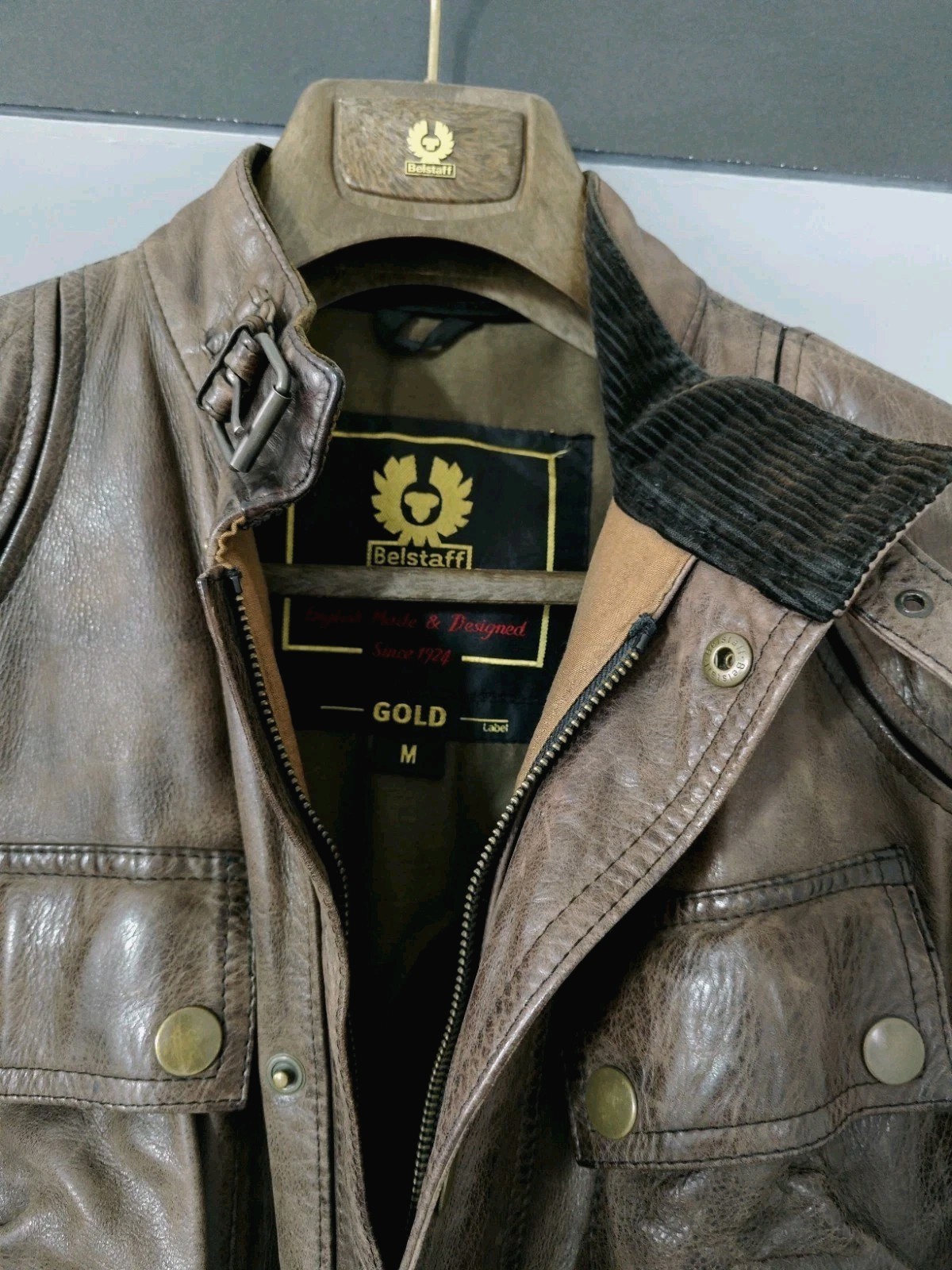 Belstaff Centaur Panther Leather Jacket, Gold Label, Antique BlackBrown, Size M