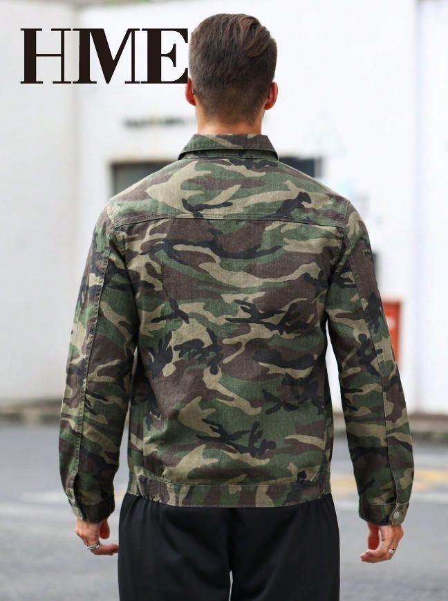 Men’s Camouflage Jacket, Casual Zip‑Up Military Style Lightweight Outerwear Coat