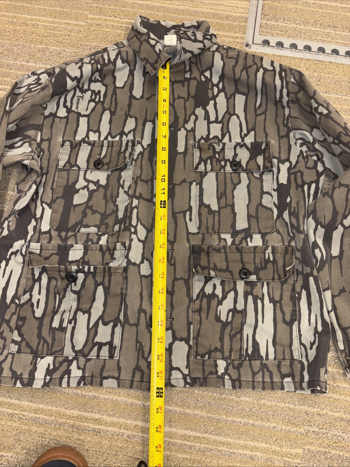 Vintage Trebark Camouflage Field Shirt Button Down Four Pocket Medium Preowned