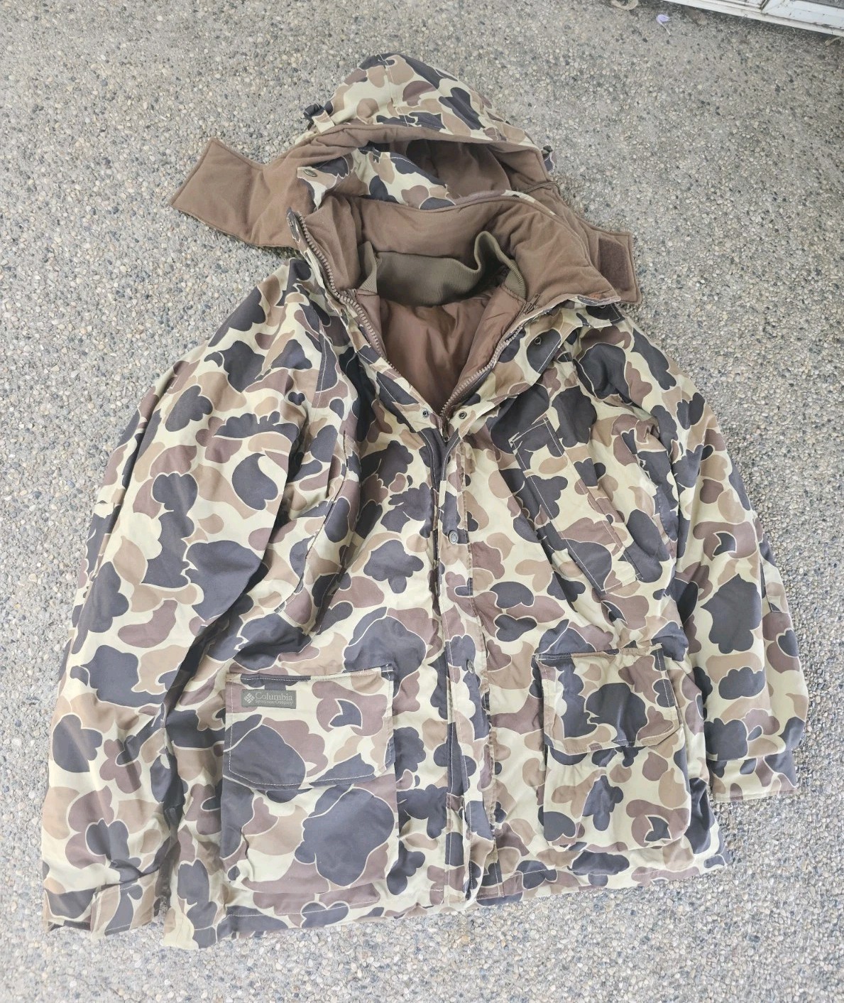 VTG Columbia Omni Tech Duck Camo Hunting 3 in 1 piece Jacket Size 2XL