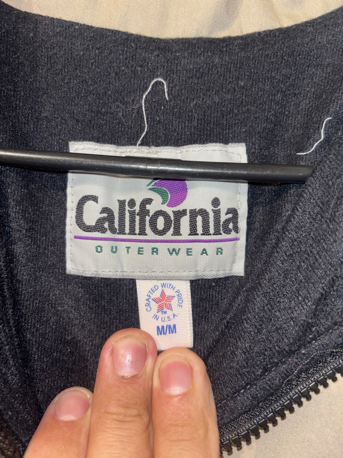 California Outerwear Men’s Navy Work Jacket Full Zip/Button Front Stand Collar M