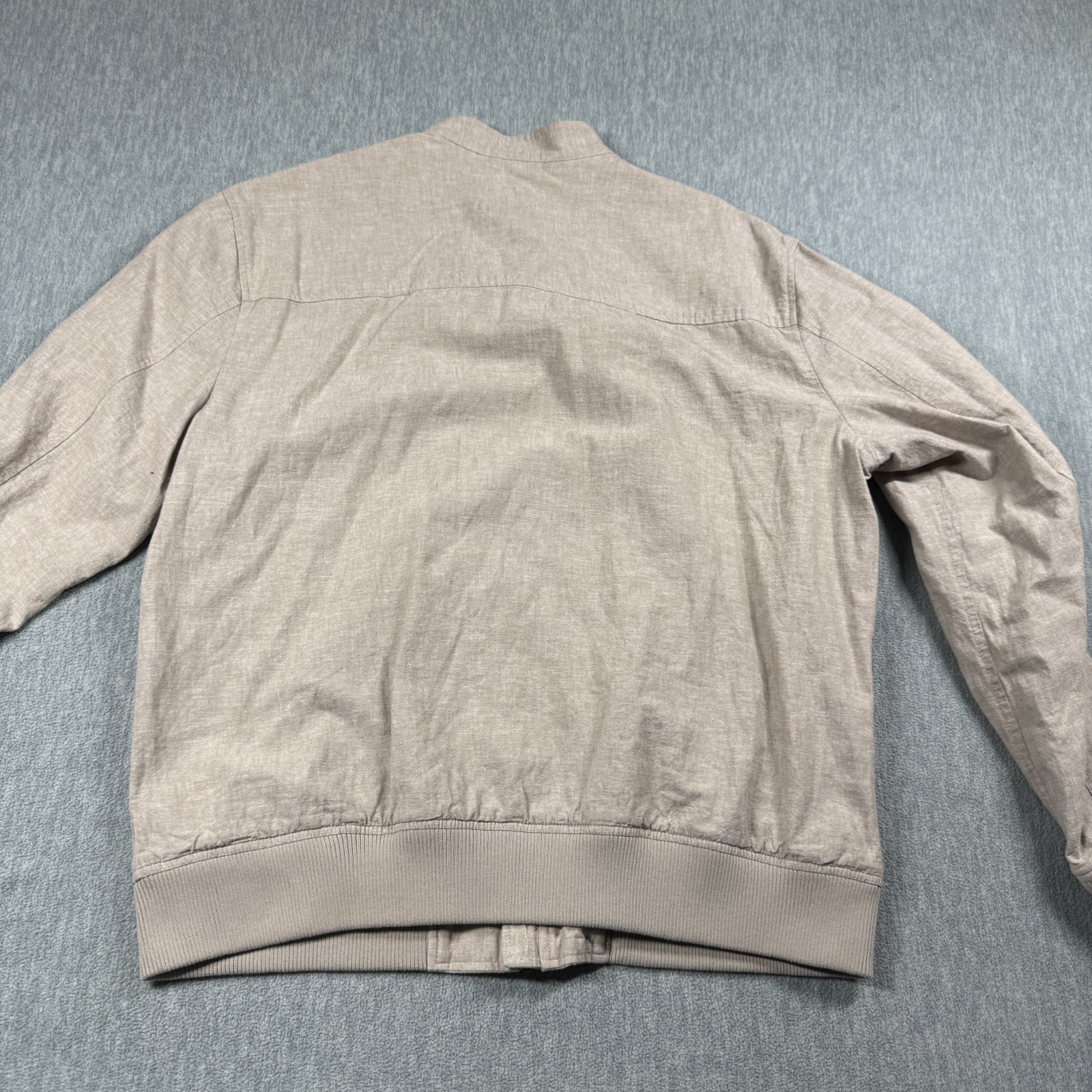 Banana Republic Jacket Mens L Tan Beige Linen Cotton Full Zip Harrington Bomber