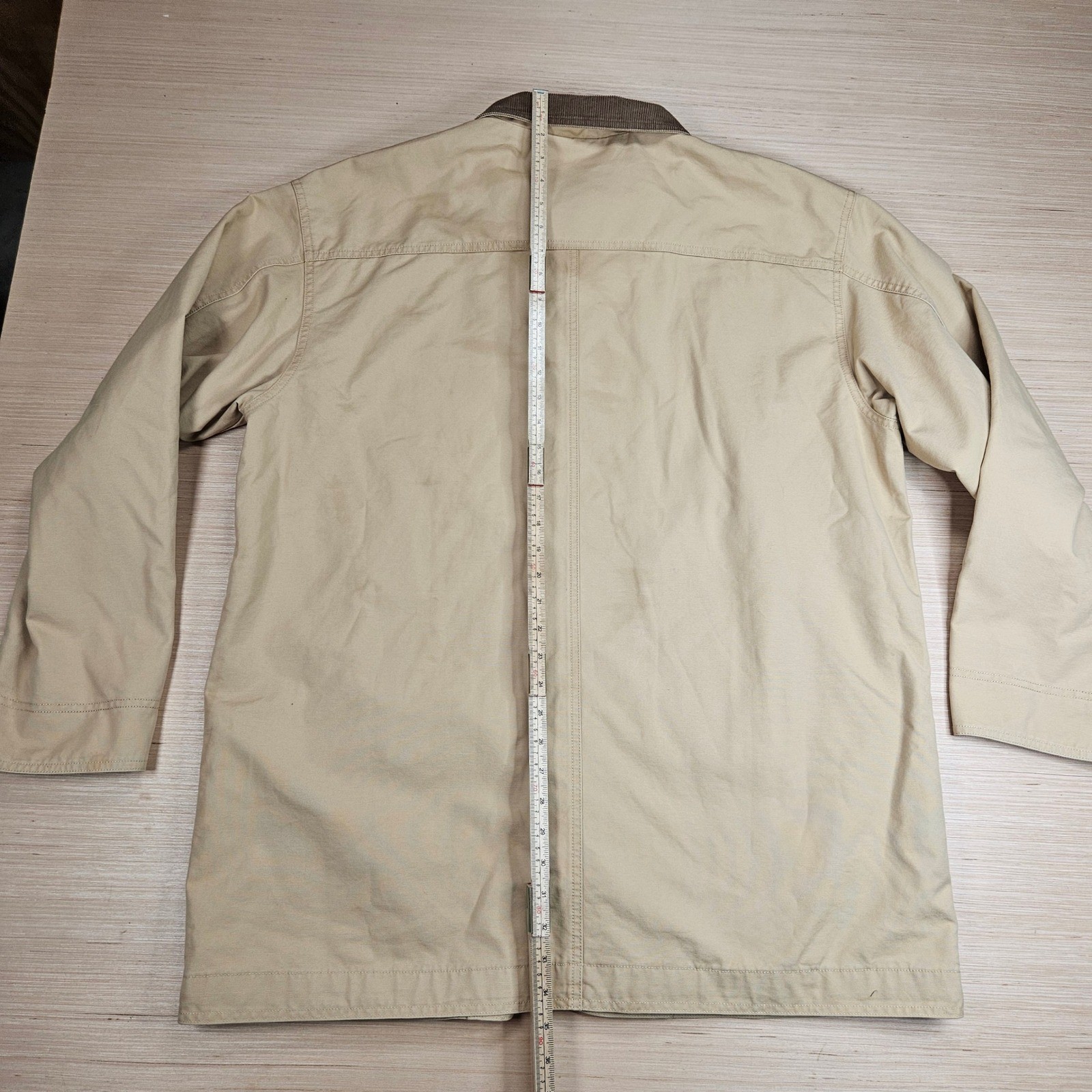 LL Bean Field Coat Mens XL Tan Corduroy Collar Flannel Lined Postle Aluminum