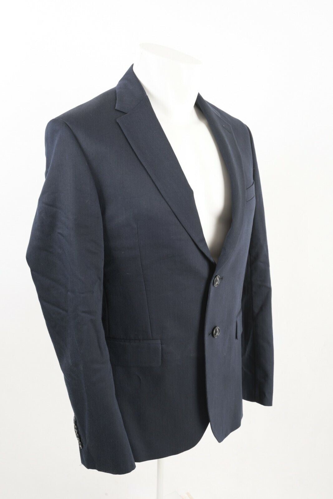 NEW ZARA MAN NAVY BLUE STRIPED SUIT JACKET BLAZER LONG SLEEVE Size 36 #6874