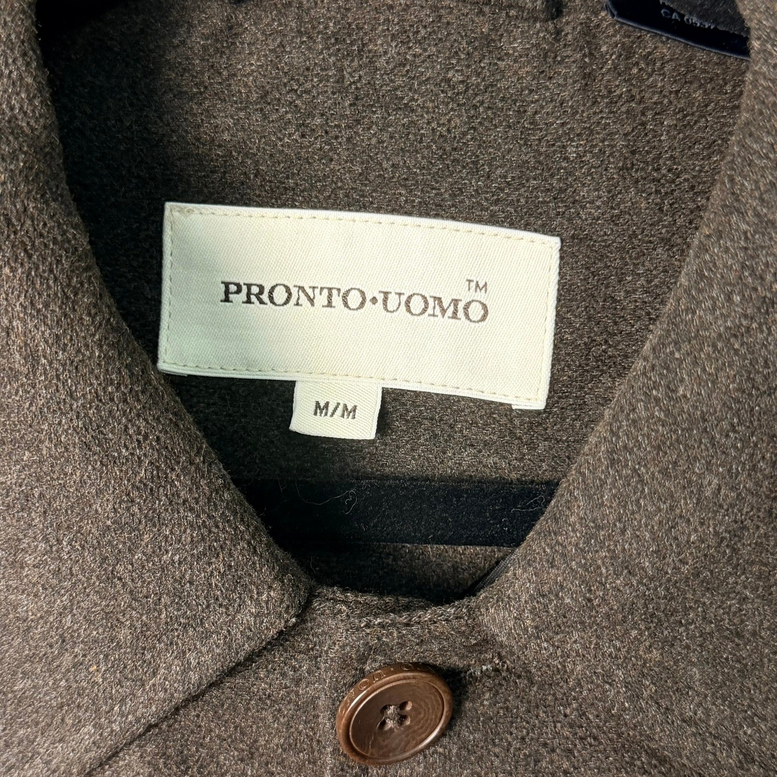 Pronto Uomo Mens Brown Viscose Blend Button Front Chore Jacket Coat Size Medium