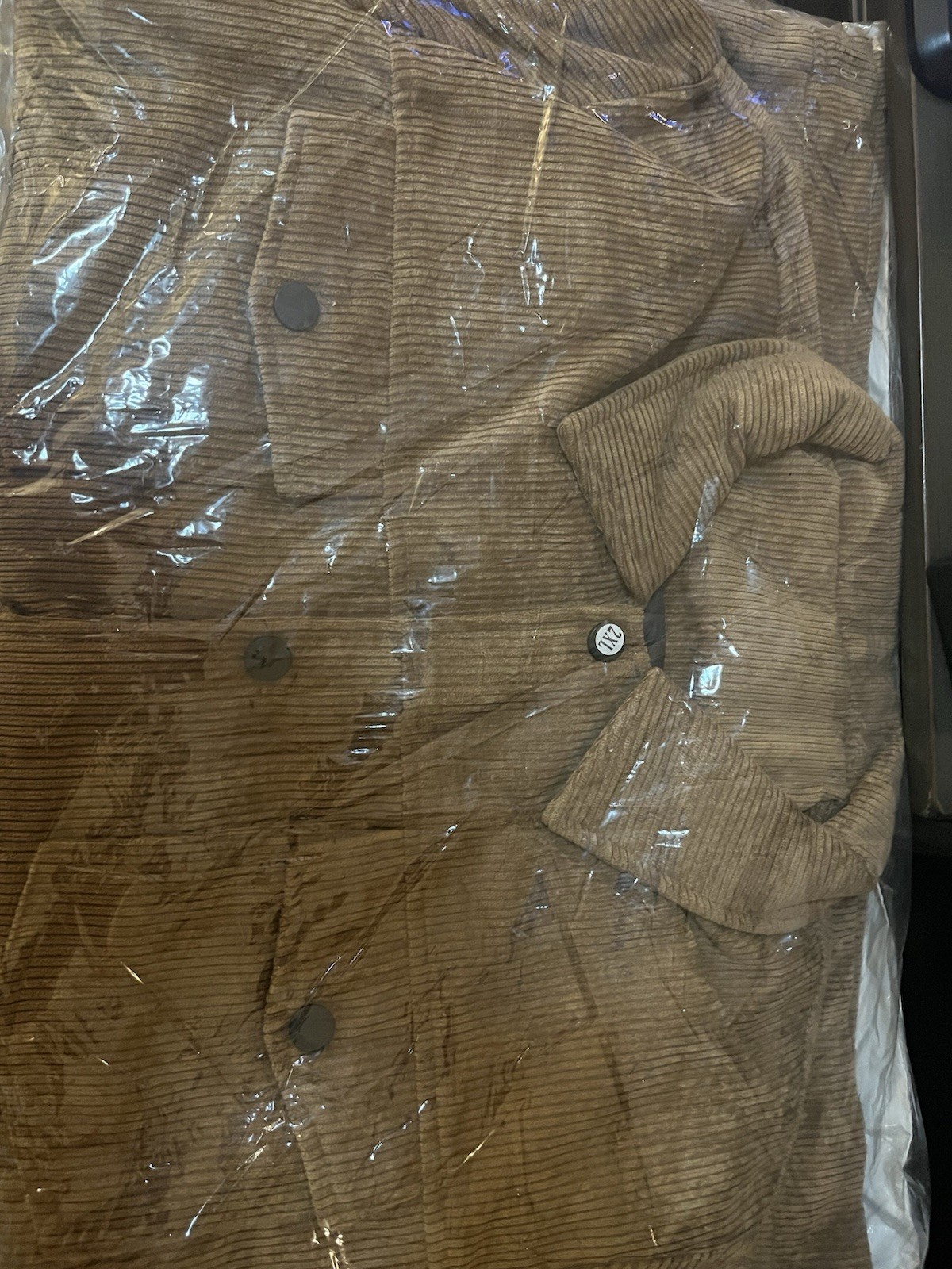 All season Comfortable Casual Jacket Men Fashionable 2XL Brown Pseudo Corduroy