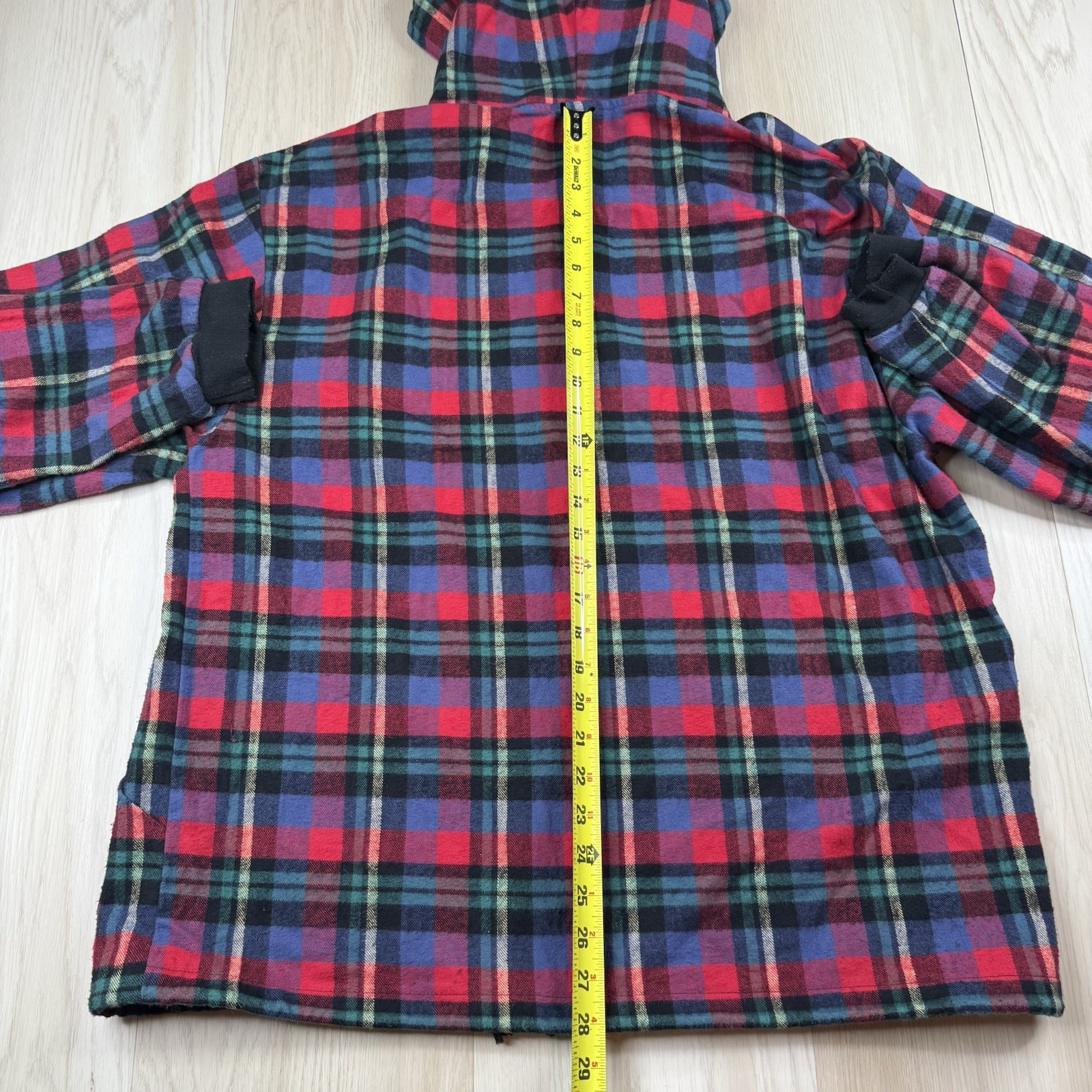 The Vermont Flannel Co Hoodie Mens Large Made In USA Plaid Pullover Henley