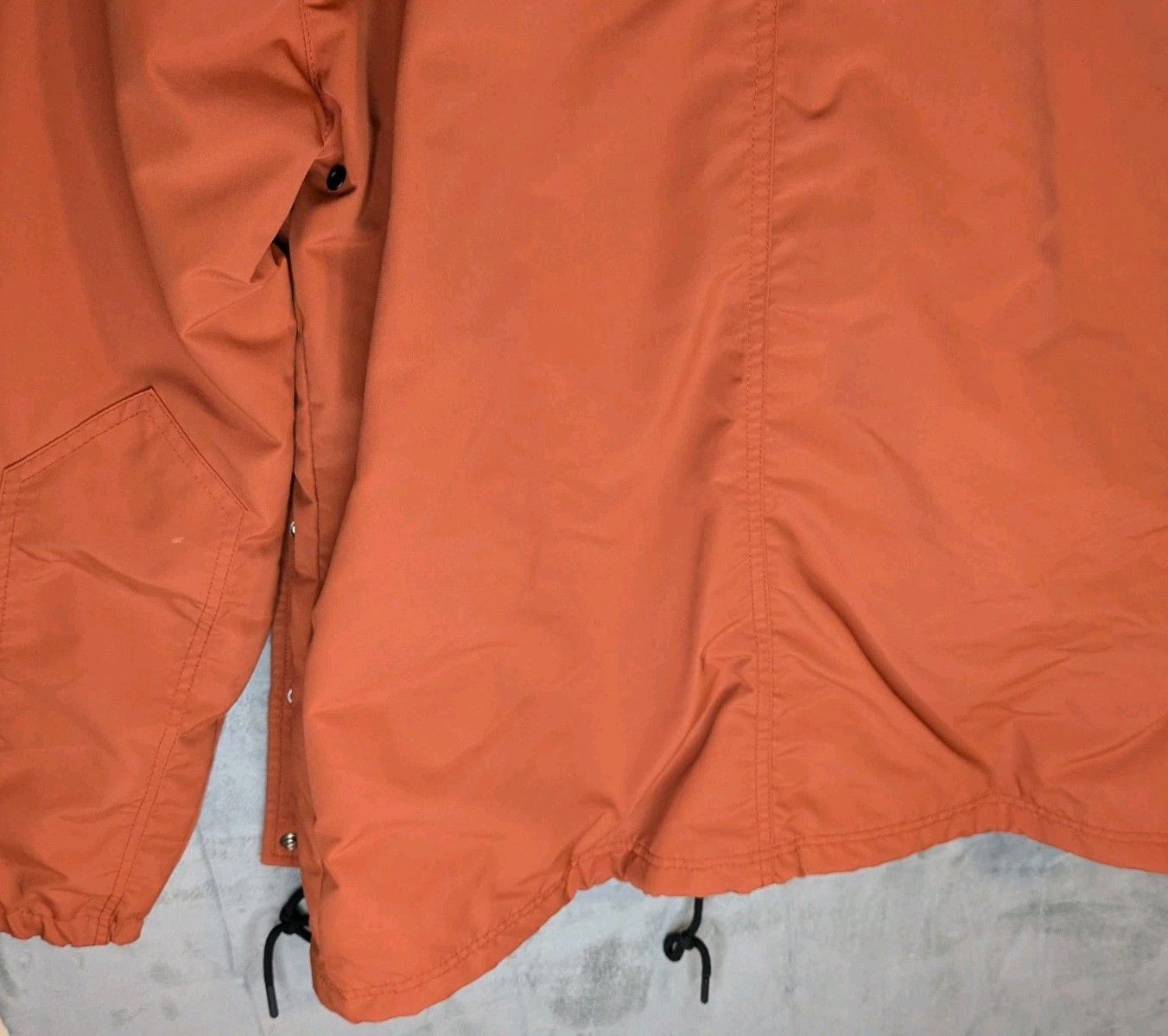 American Giant Stadium Coach’s Jacket Nylon Drawstring Button Up Orange Men’s S