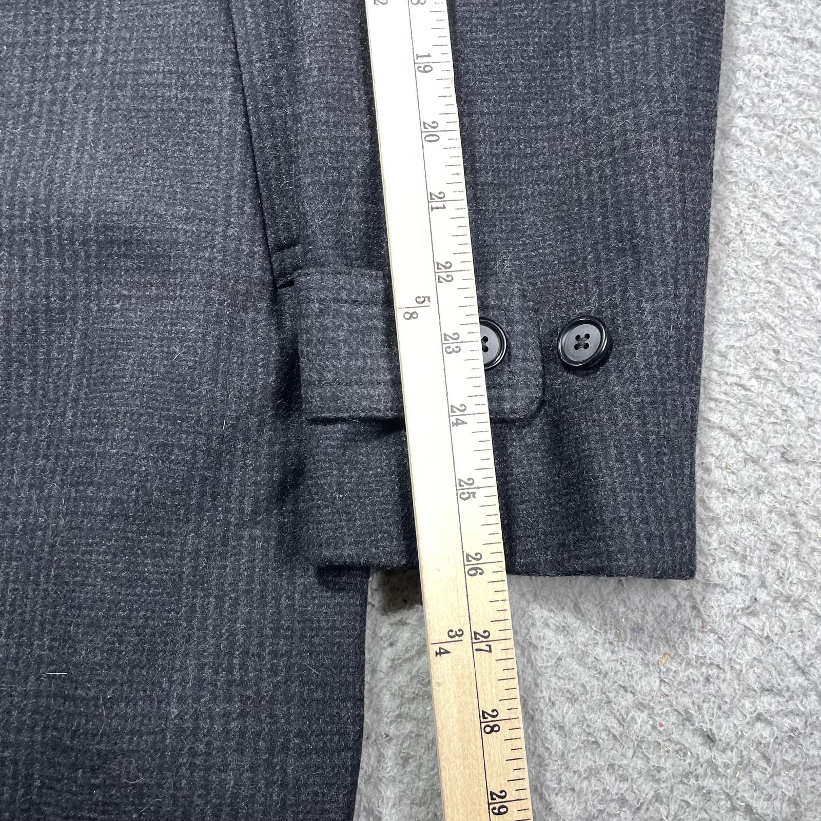 Pronto Uomo Coat Mens Large Gray Wool Blend Pea Coat Check Wool Lined Winter