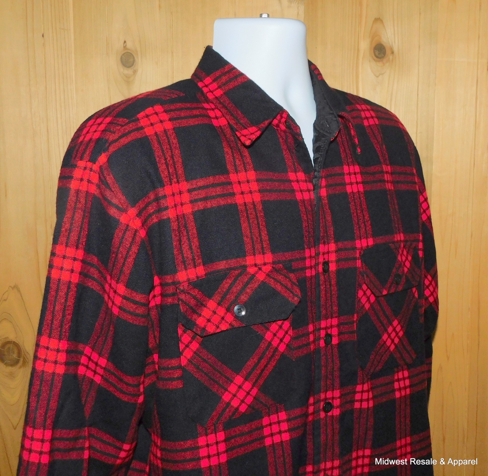 Mens Oakton Quilted Lined Flannel Shacket Red Black Buffalo Plaid Shacket Size L