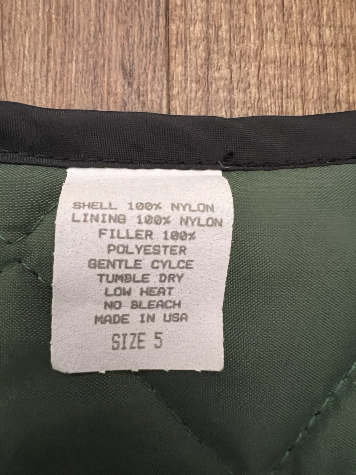Vtg Quilted Zip Up Green Vest YKK Zipper Utility Skater Men’s S/M Size 5 USA