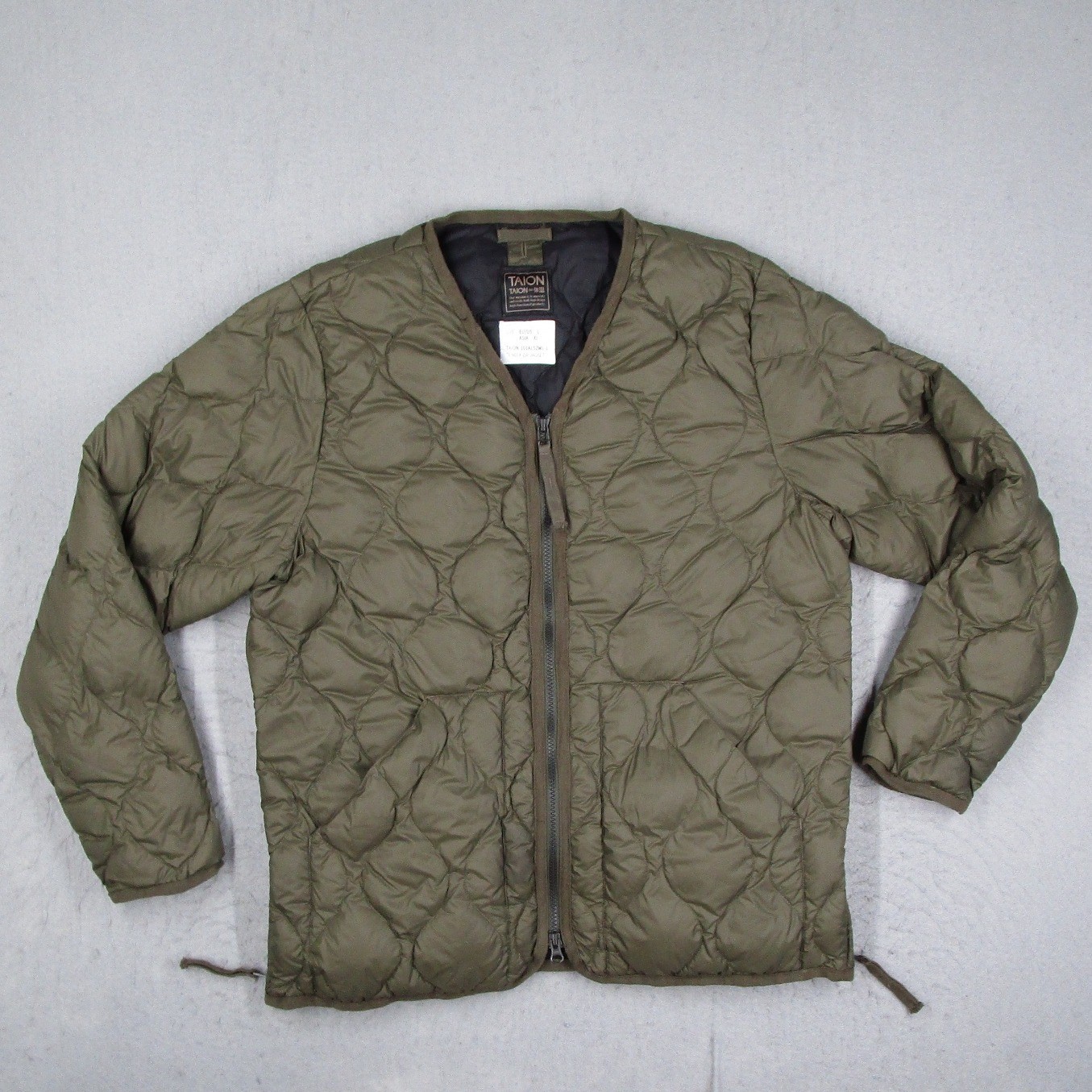 TAION V Neck Zip Jacket Mens Large Green Onion Quilted Down Puffer 101ALSZML-1