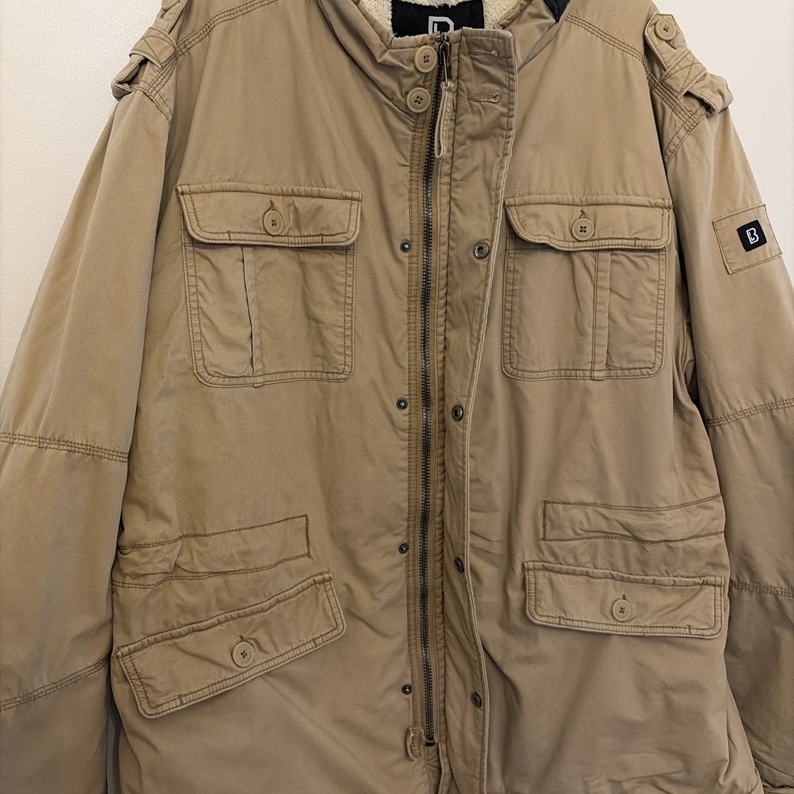 Brandit Britannia Tan Military army Field Cotton Sherpa coat Jacket Men’s 3xl
