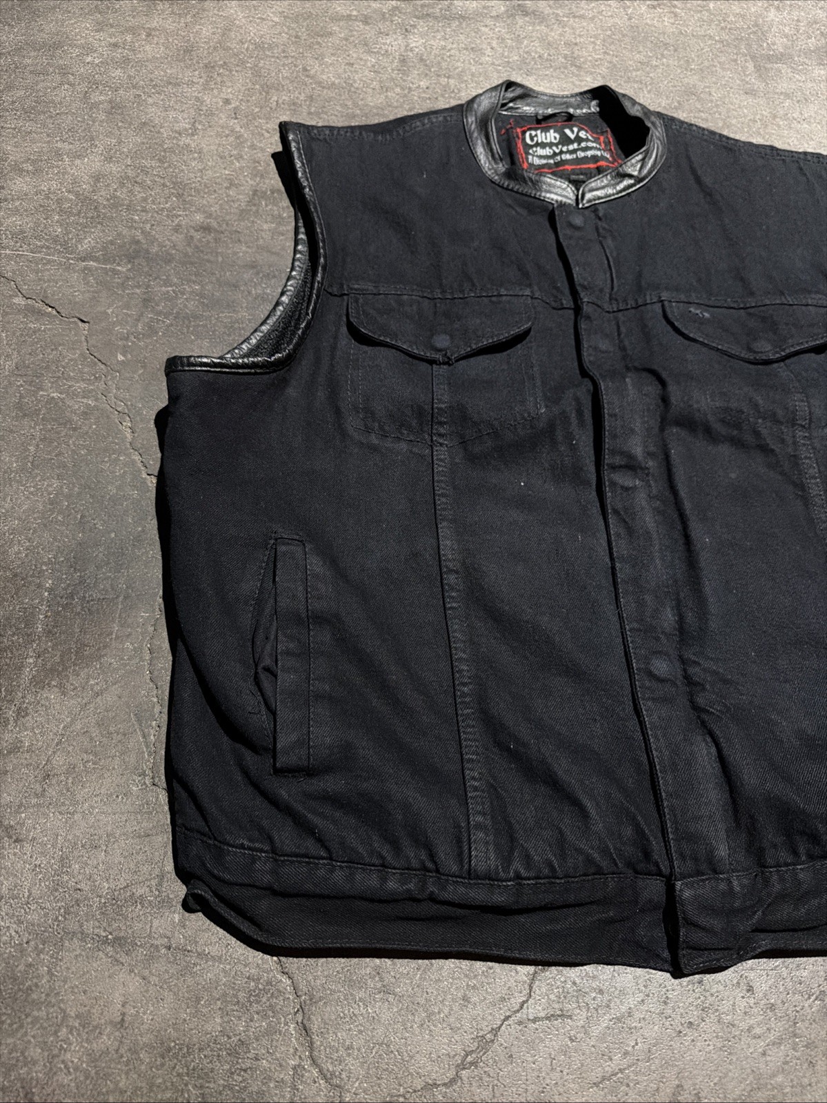 Club Vest By Jimmy Lee Motorcycle Biker Concealed Carry Snap Denim Mens 3XL