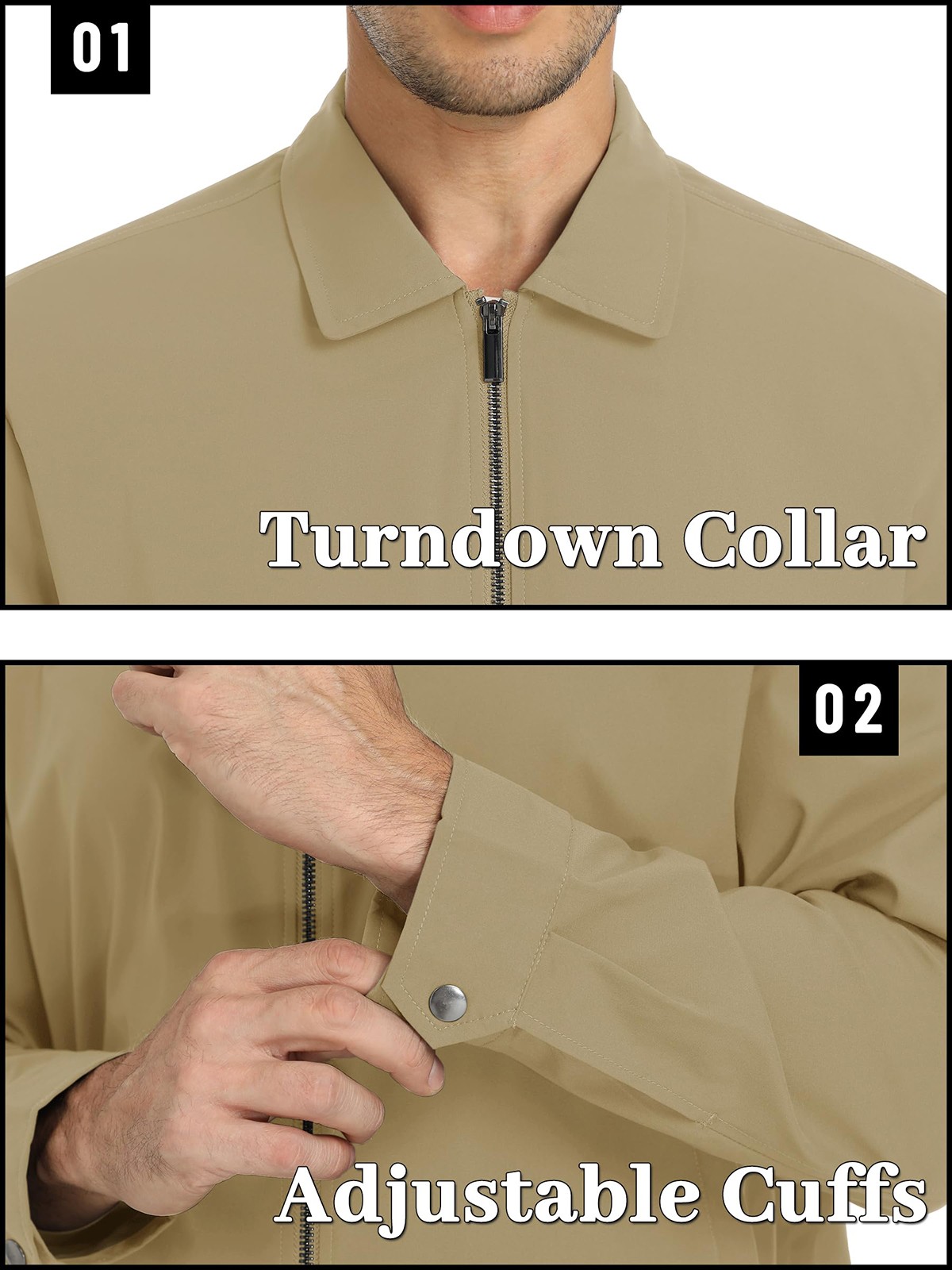 Men’s Lightweight Bomber Jacket Full-Zip Spring Fall Track Coat Casual Outwear