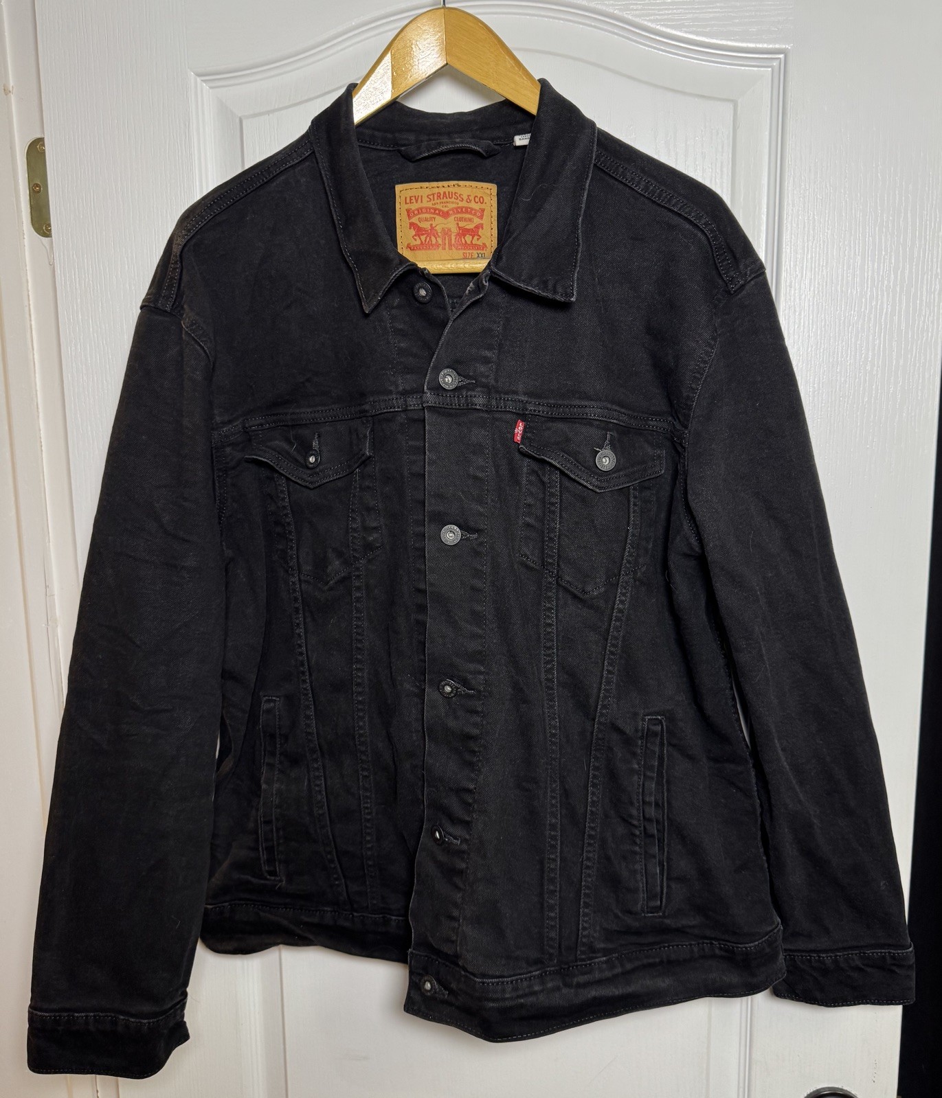 Levi’s Denim Trucker Jacket Men’s Size 2XL Black Stretch Button Up Cotton