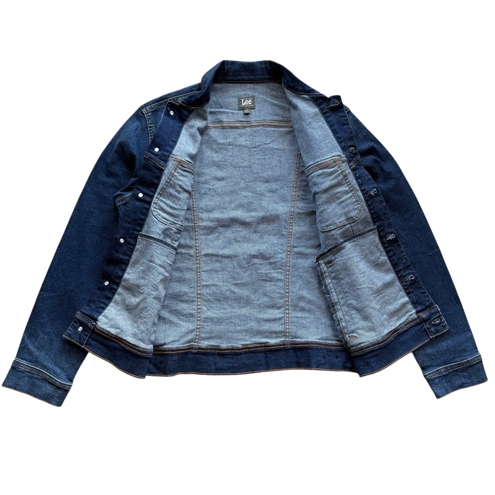 LEE Men’s Dark Blue Wash Regular Fit Extreme Motion Rider Trucker Denim Jacket
