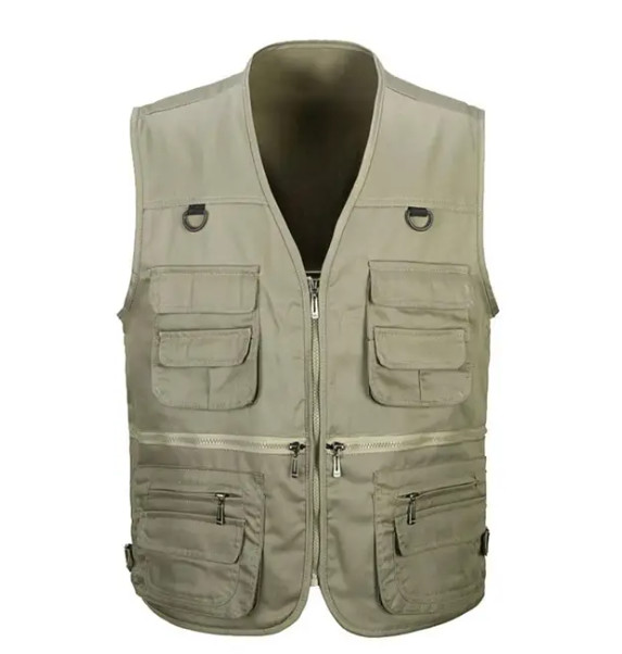 Mens Cargo Multi Pocket Utility Vest Fishing Hiking Camping Gilet Waistcoat Tops