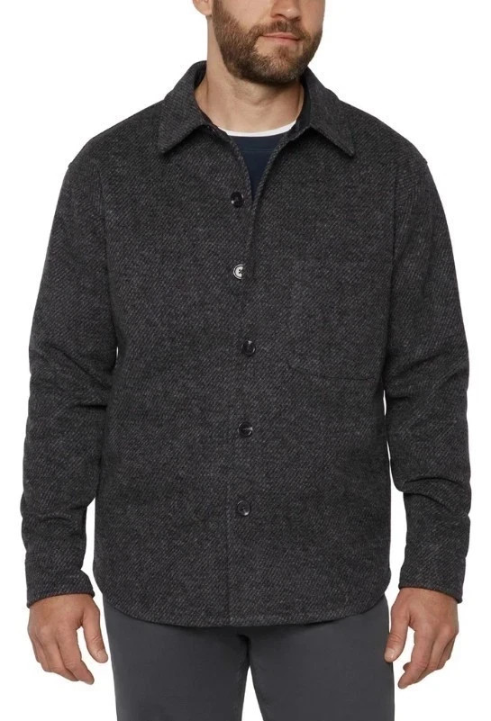 Banana Republic Men’s Regular Fit Lined Warm Cozy Shirt Jacket, Black, Size S