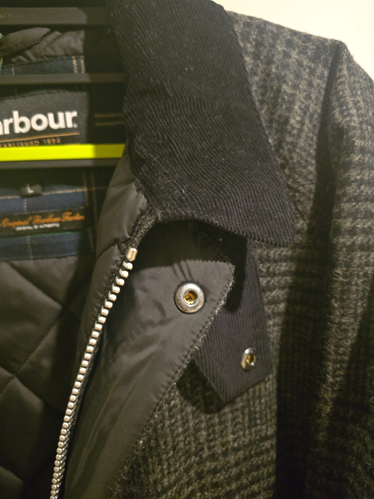 Barbour Mens Bedale Check Wool Jacket In Charcoal Large New With Tag