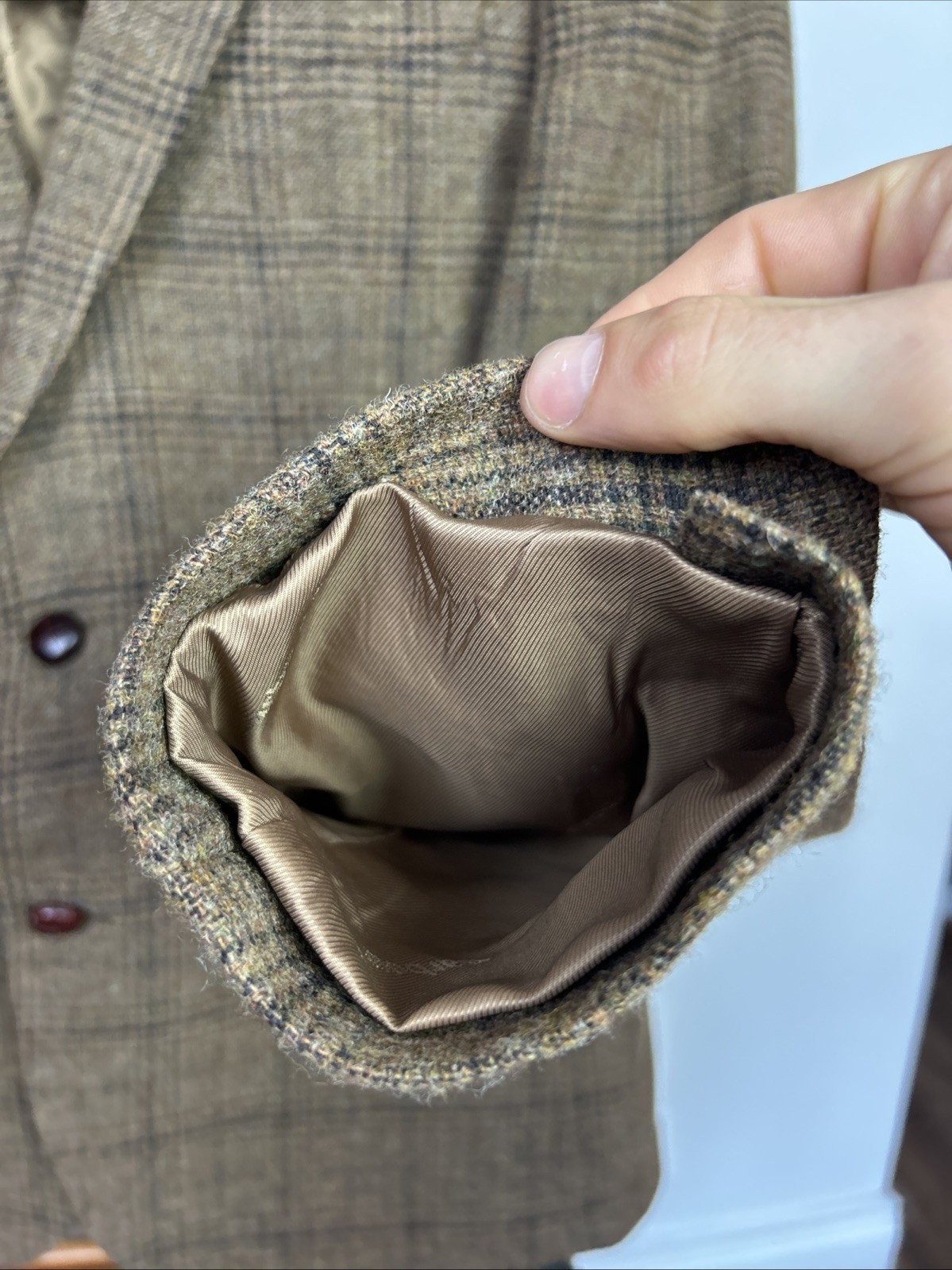 Barbour (42R) Glen Check Elbow Patch Sport Coat Tweed Blazer POW Hacking Jacket