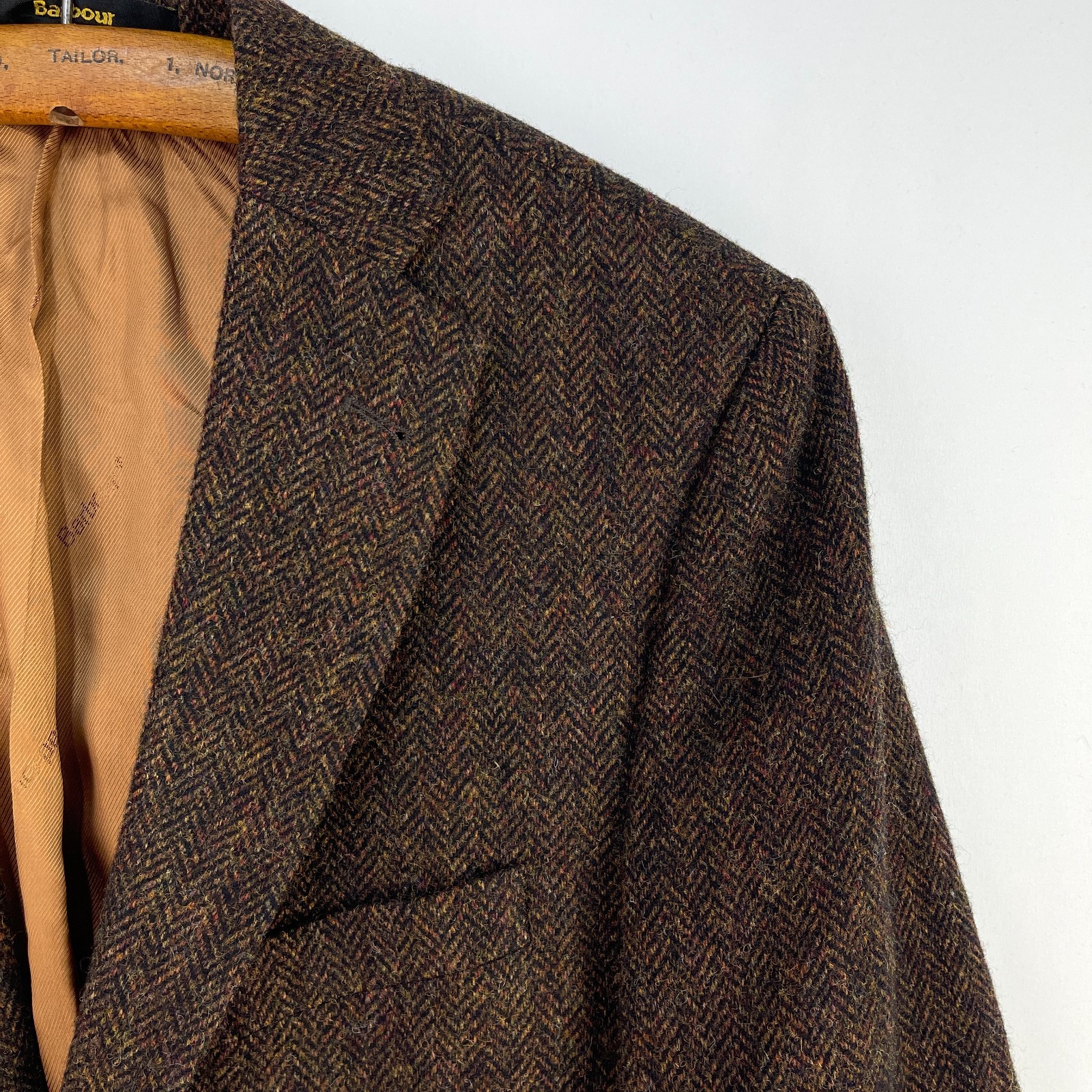 Barbour Tweed Blazer Mens UK 38R Brown Valley Mallalieus Wool Country Jacket