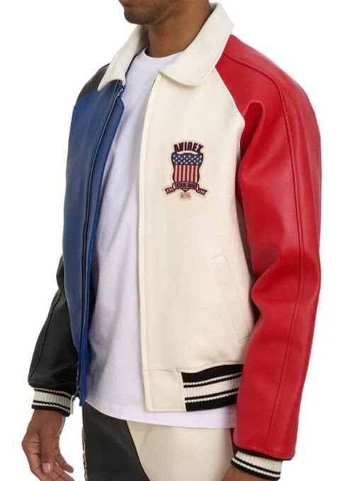 Men Avirex Multi Color Real Bomber American Flight Jacket Leather Jacket for Men