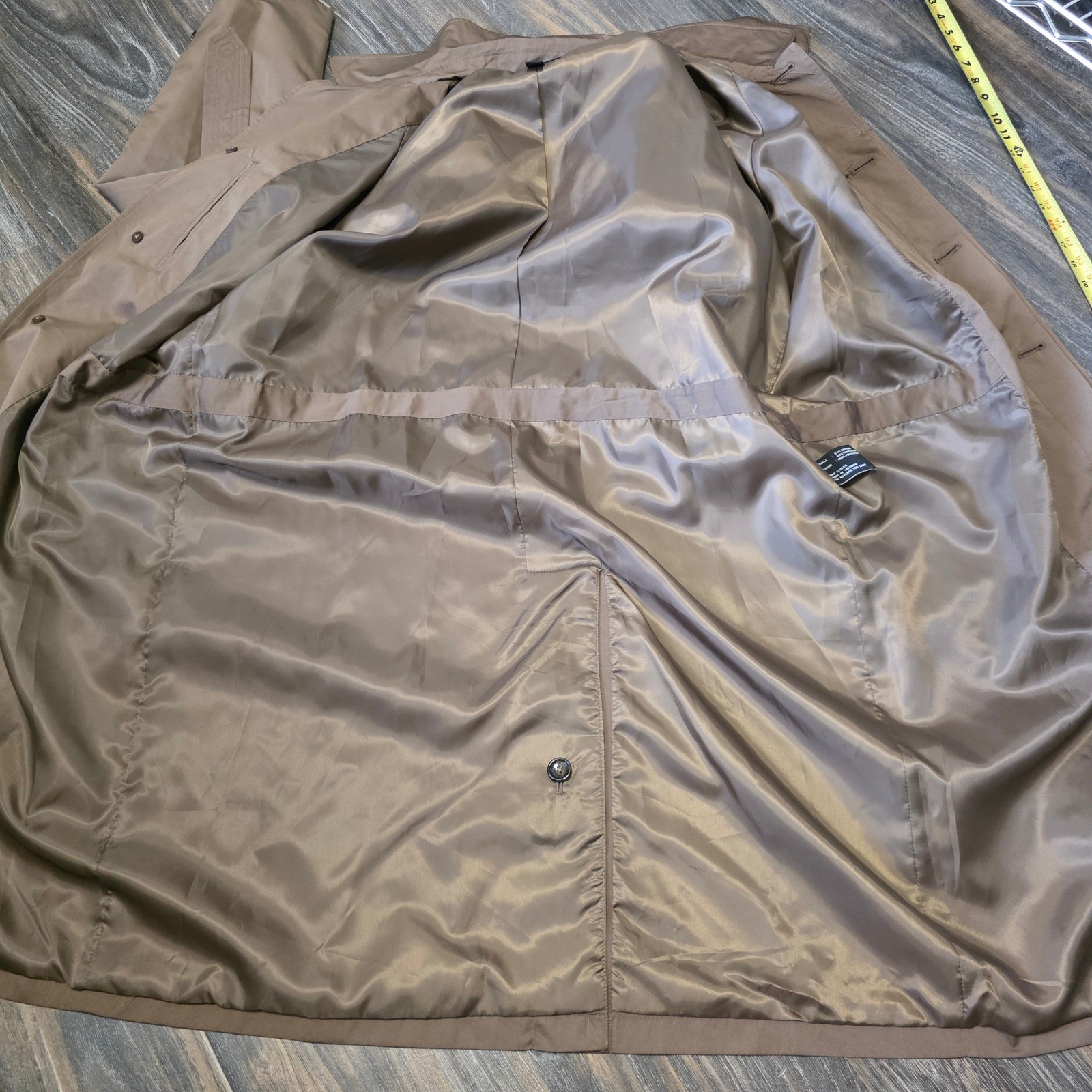 London Fog Mens Khaki Brown Belted Trench Coat Jacket 40L Longline Cotton Blend