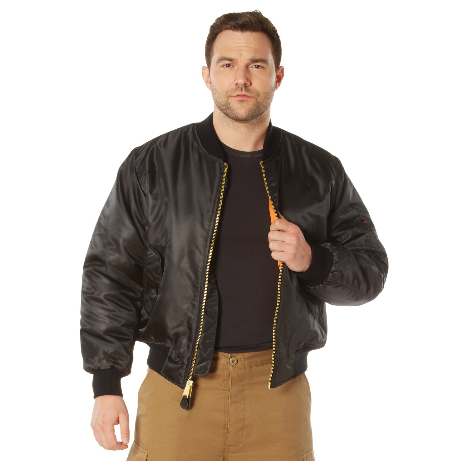 MA-1 Bomber Jacket Flight Coat Air Force Military Solid Black Reversible XS-10XL
