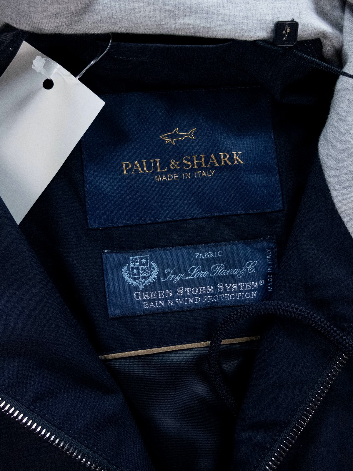(NO CUSTOMS TAX) PAUL & SHARK navy blue paneled hooded casual jacket Size Large