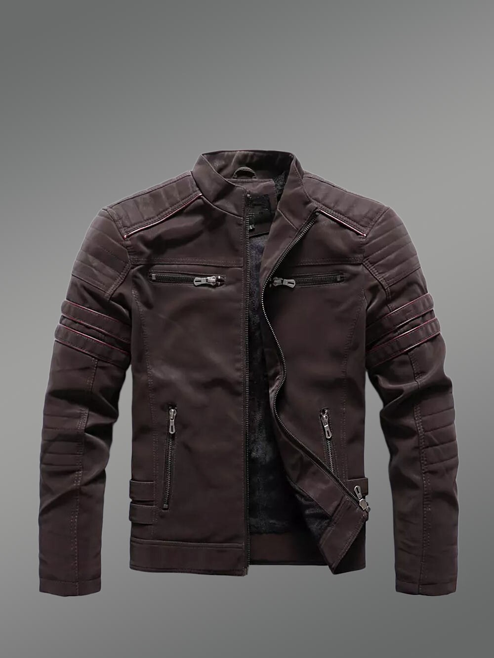 Men’s Matt Leather Jacket in Brown