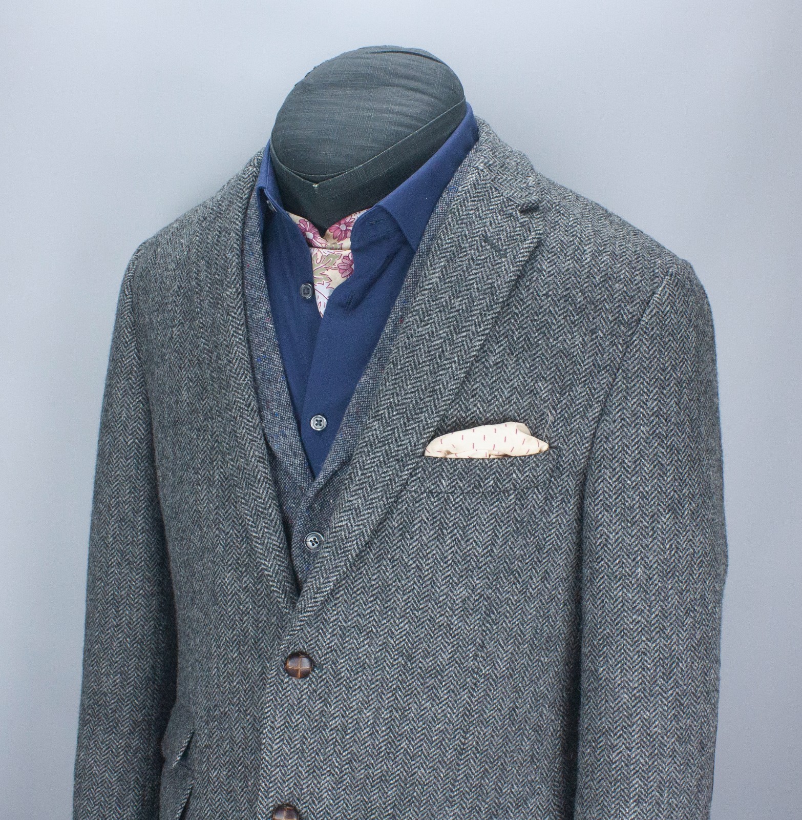 M&S Sartorial Blazer Mens 40 in Moon Tweed Charcoal Herringbone Sport Coat 102cm
