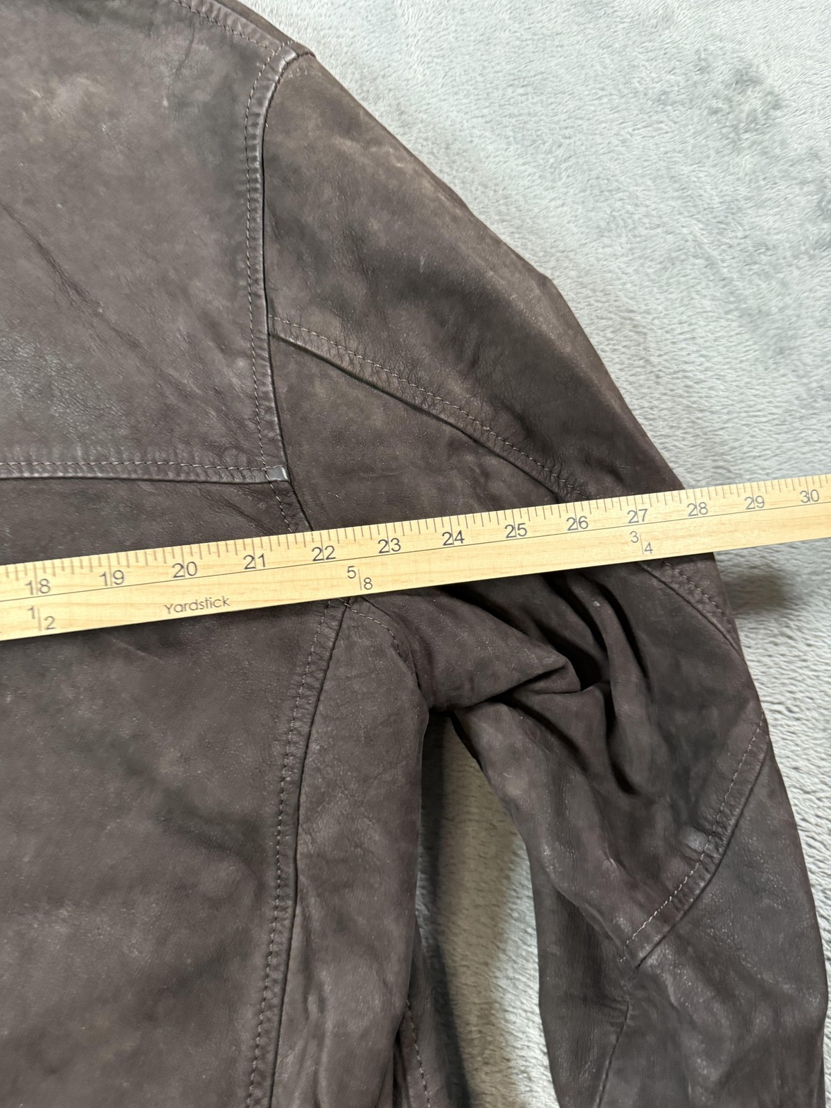 USED Leather Coat Mens 54 Brown Belted Button Front Quilted Overcoat Made Italy