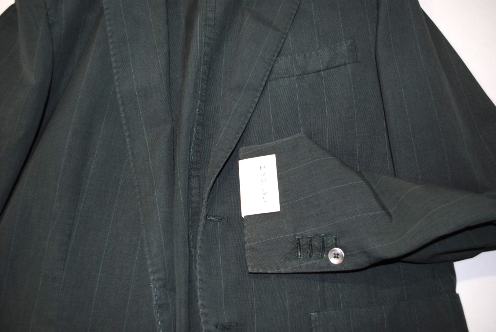 L.B.M. LUIGI BIANCHI MANTOVA JACKET SIZE 54 483.00 COTTON CARD + GREEN LINEN