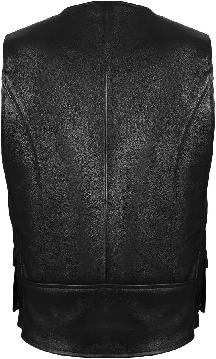 ARD™ Genuine Cowhide Leather Men’s Vest – Multi-Pocket Fishing & Photograph Vest
