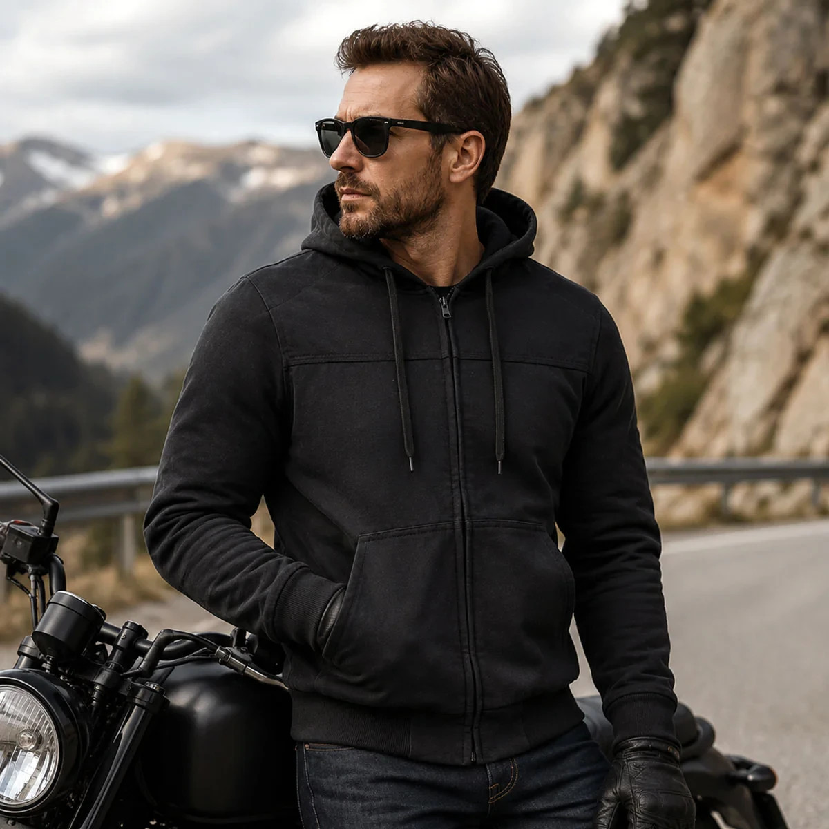 Milwaukee Leather 1788 Men’s CE Approved Armored Riding Hoodie Sweater w/Aramid