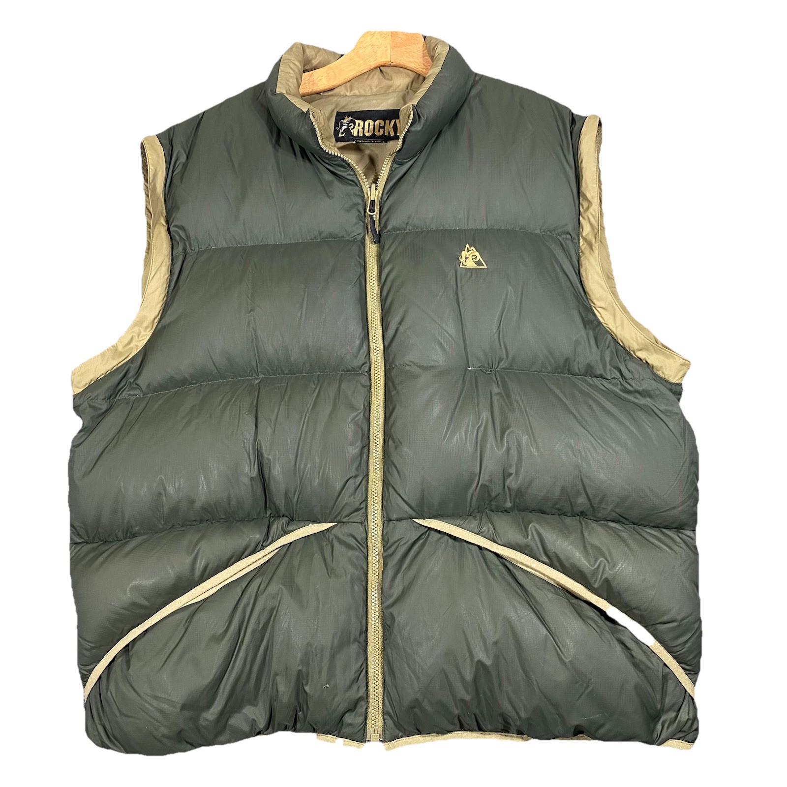 Rocky Down Puffer Jacket Convertible Vest Men’s 2XL Olive Green Tan Winter Hunt