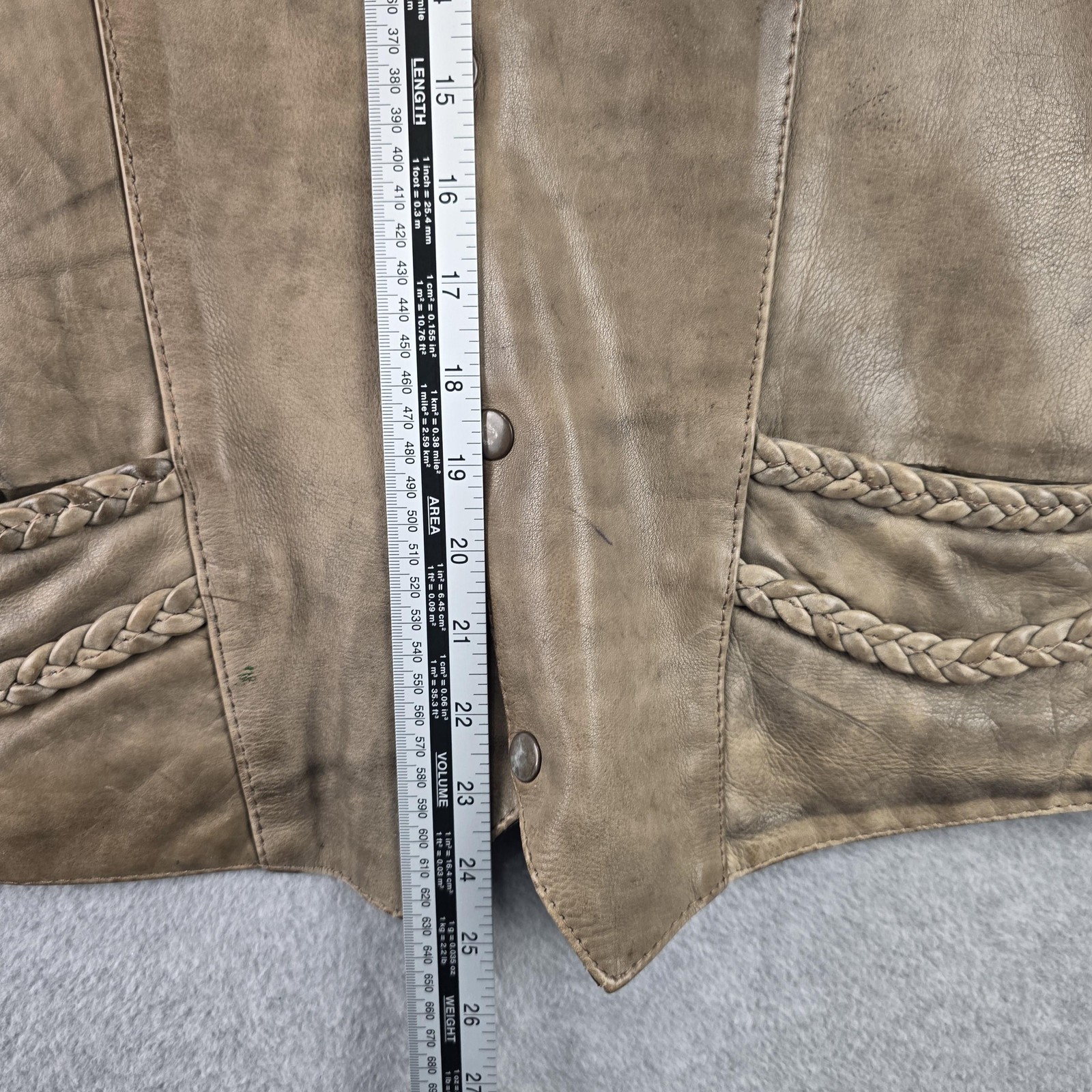 The Leather Shop Vest Mens XL Brown Leather Eagle Scenic Biker Lace Up Vest